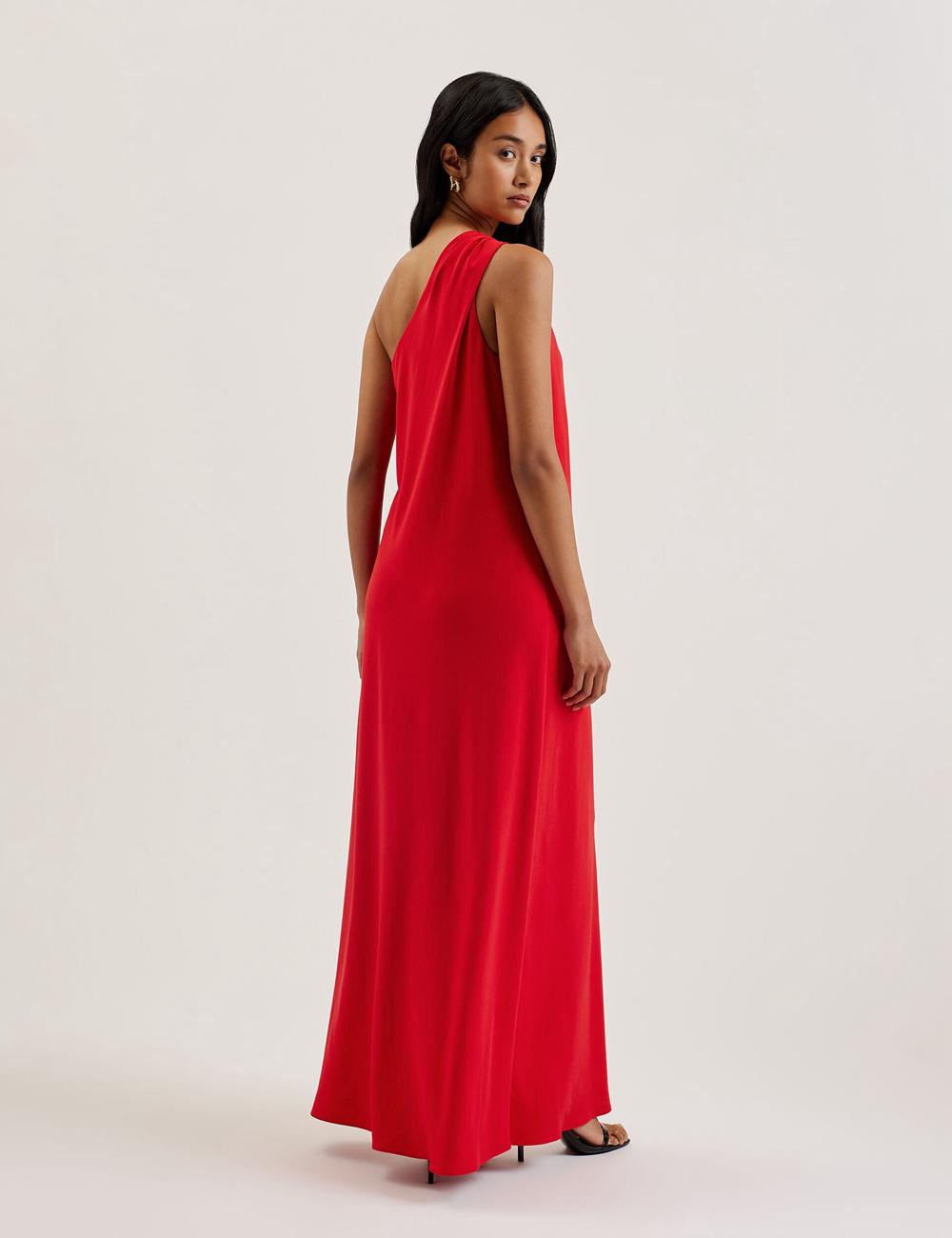 Women Ted Baker AISLI - One Shoulder Woven Maxi Dresses Red | DBQK23106