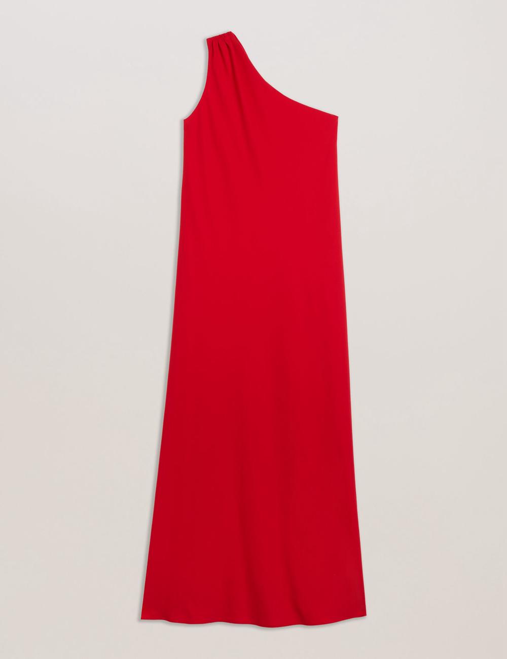 Women Ted Baker AISLI - One Shoulder Woven Maxi Dresses Red | DBQK23106