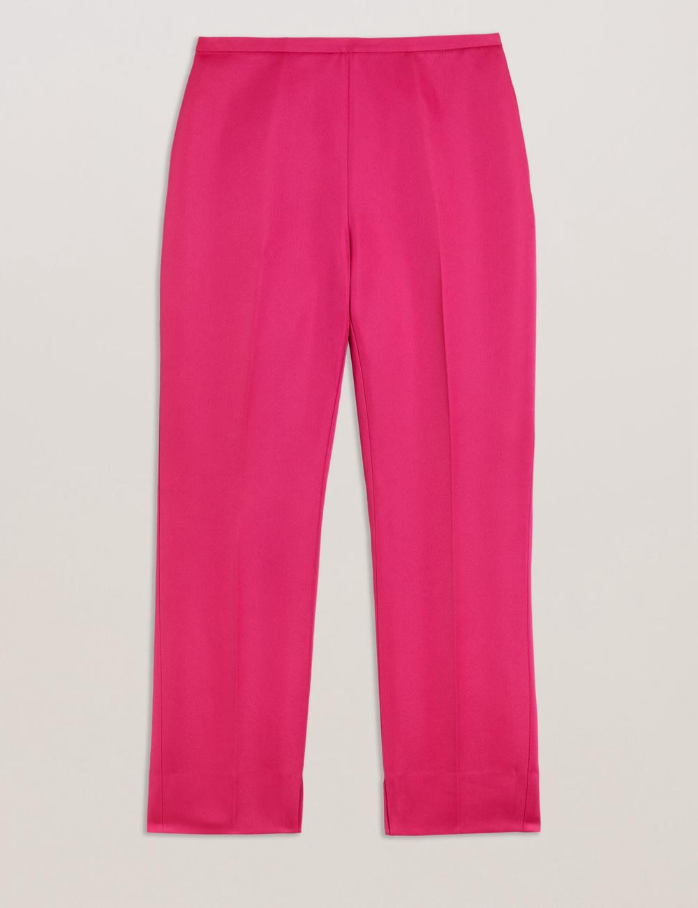 Women Ted Baker AKENIT - Satin Tailored Slim Leg Trousers Fuchsia | EVNW57320
