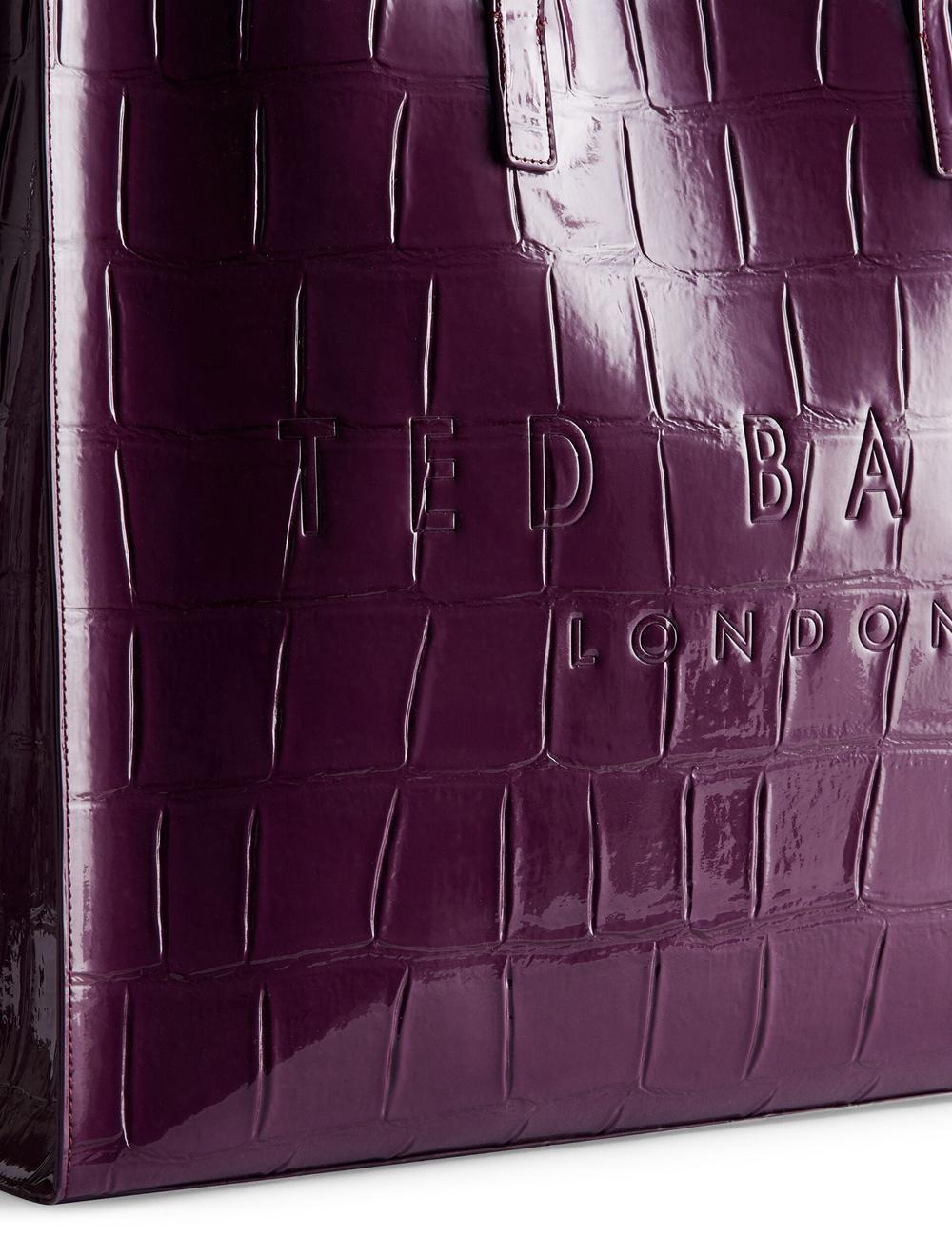 Women Ted Baker ALLICON - Wide Croc Effect Icon Tote Bags Maroon | GANJ24097