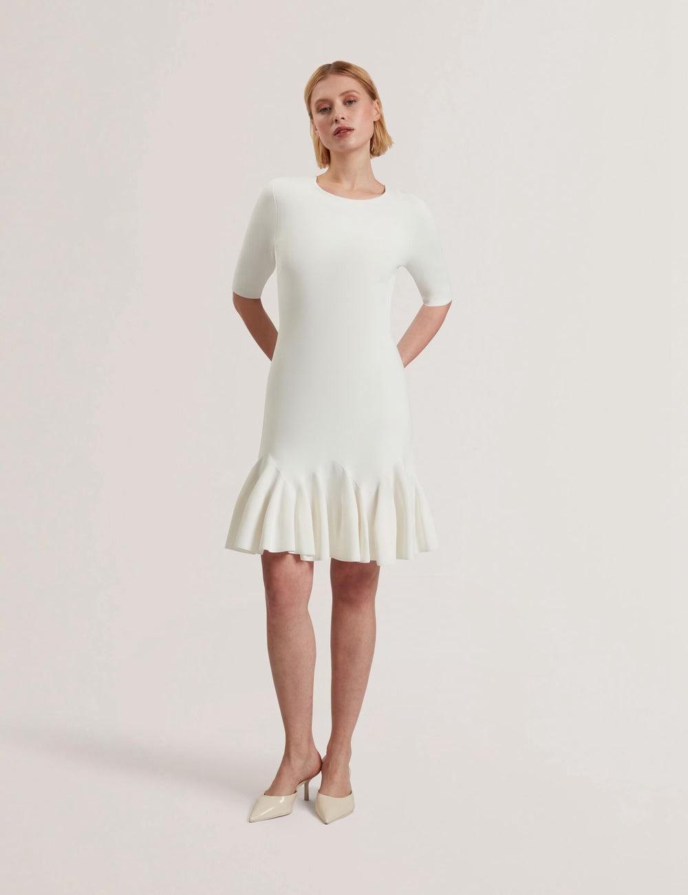 Women Ted Baker ALZANN Mini Dresses Ivory | NOQR21054