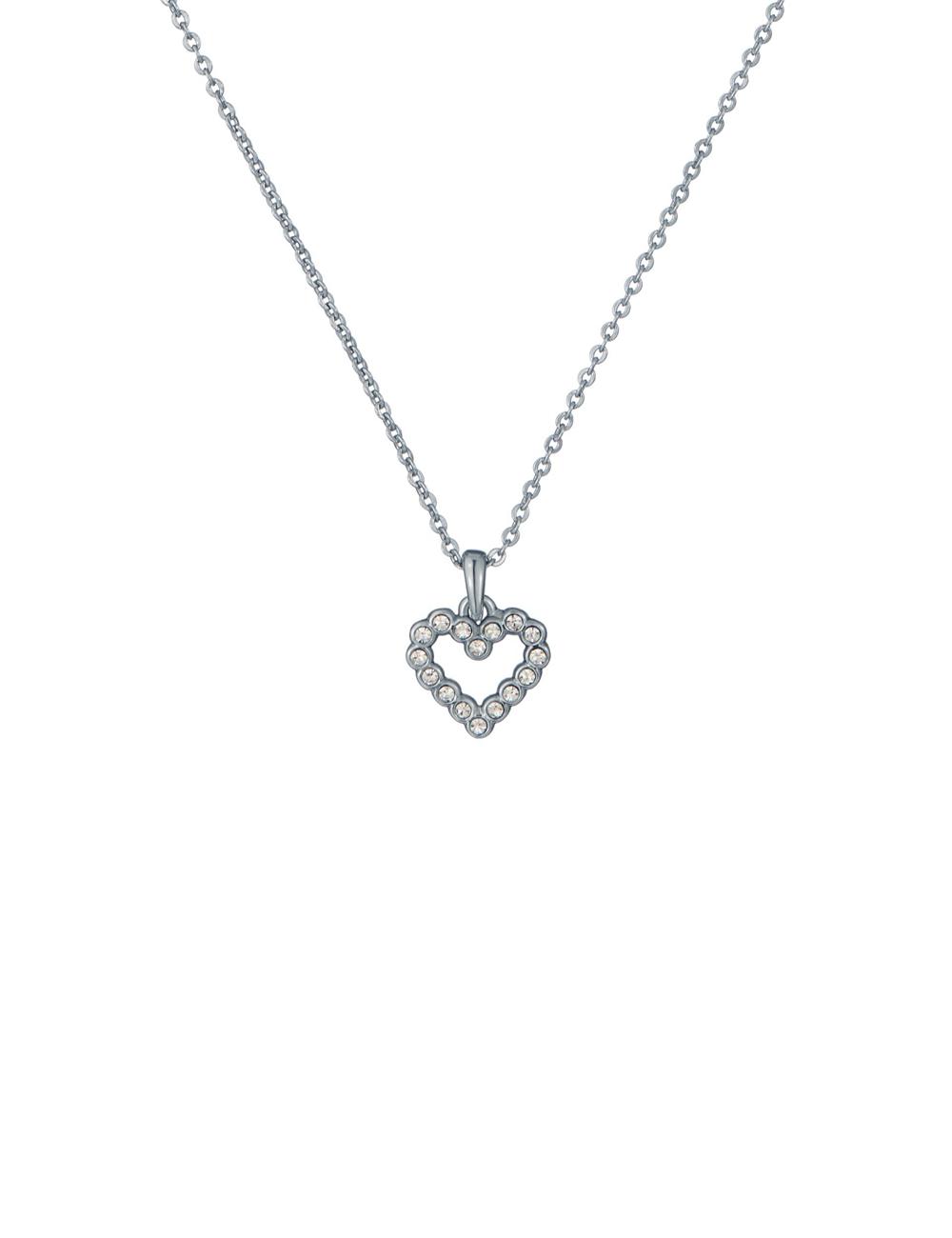 Women Ted Baker AMORE - Crystal Open Heart Pendant Necklaces Silver | BCAZ53487