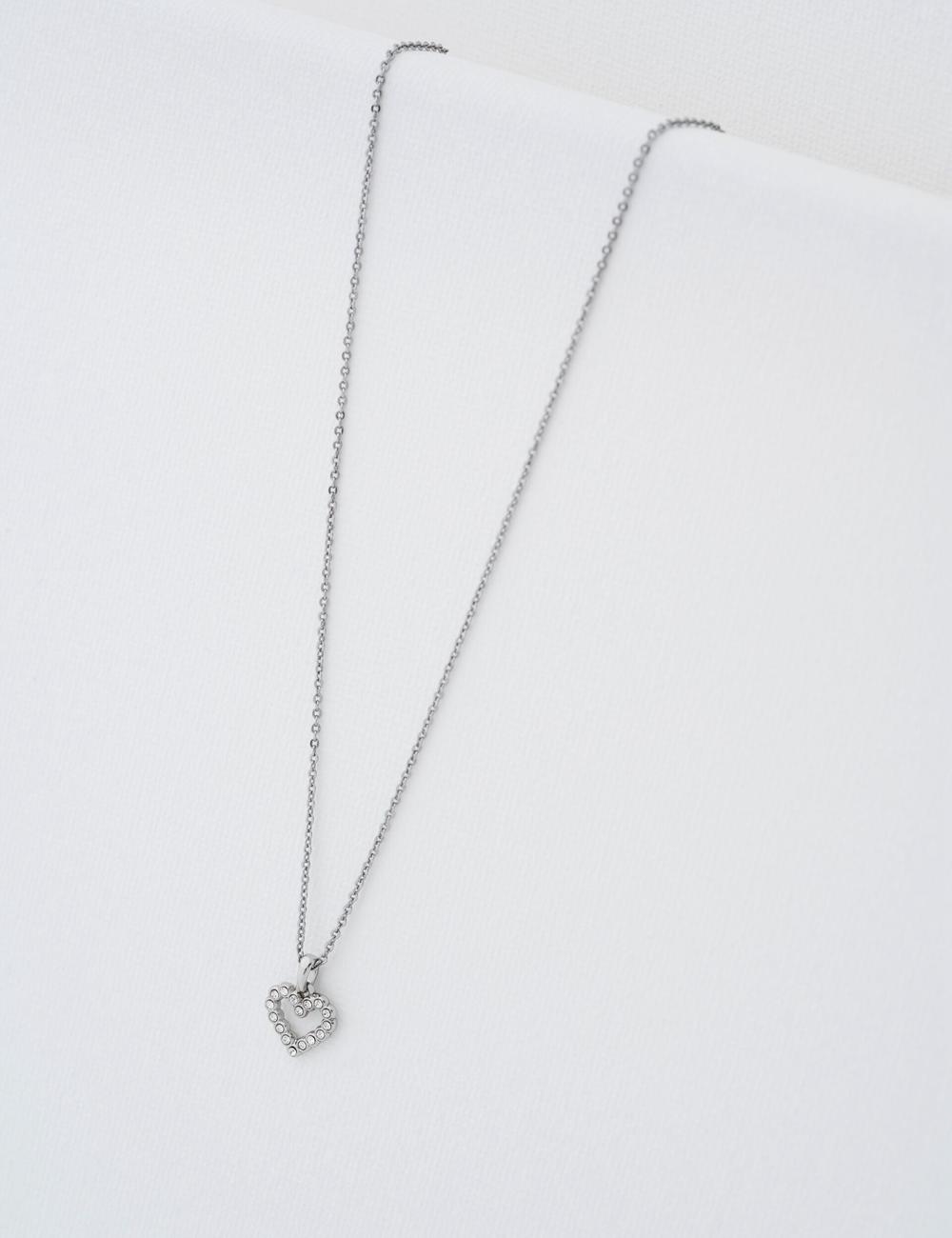 Women Ted Baker AMORE - Crystal Open Heart Pendant Necklaces Silver | BCAZ53487