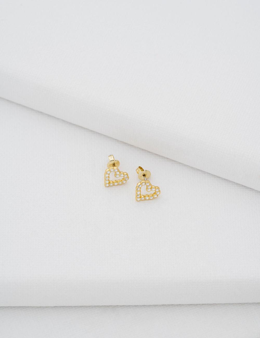 Women Ted Baker AMORINA -Crystal Open Heart Stud Earrings Gold | VIJO26589