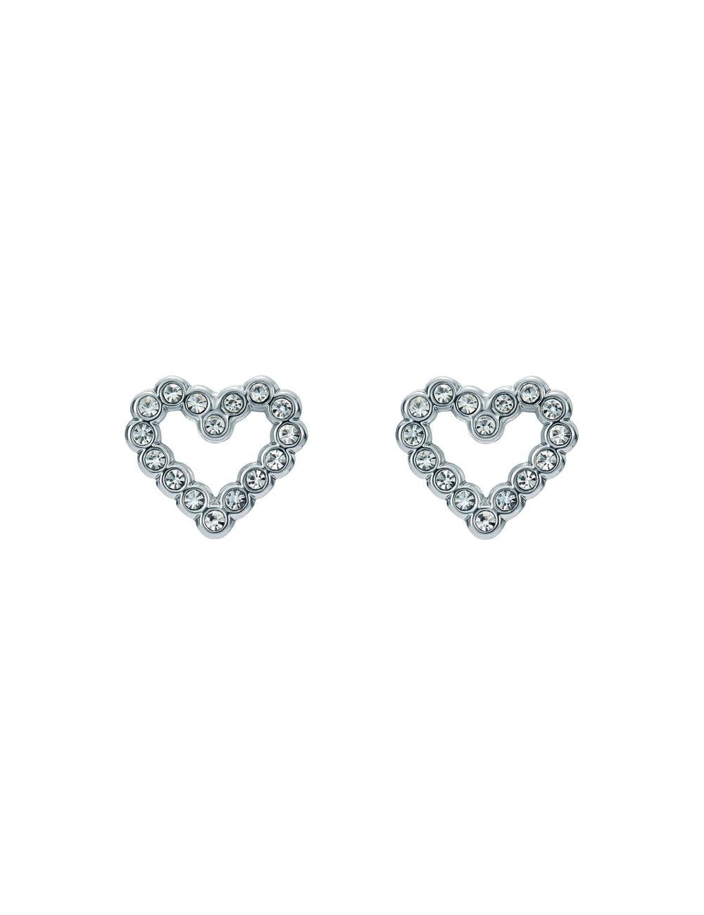 Women Ted Baker AMORINA - Crystal Open Heart Stud Earrings Silver | MBTA03578