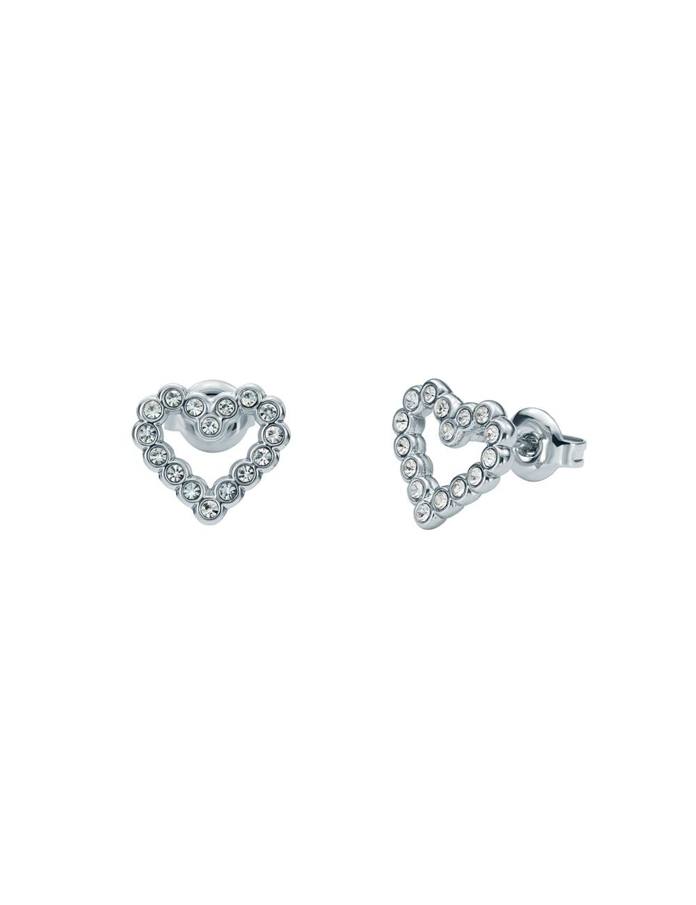 Women Ted Baker AMORINA - Crystal Open Heart Stud Earrings Silver | MBTA03578