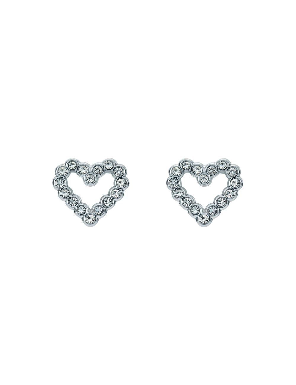 Women Ted Baker AMORINA - Crystal Open Heart Stud Earrings Silver | MBTA03578