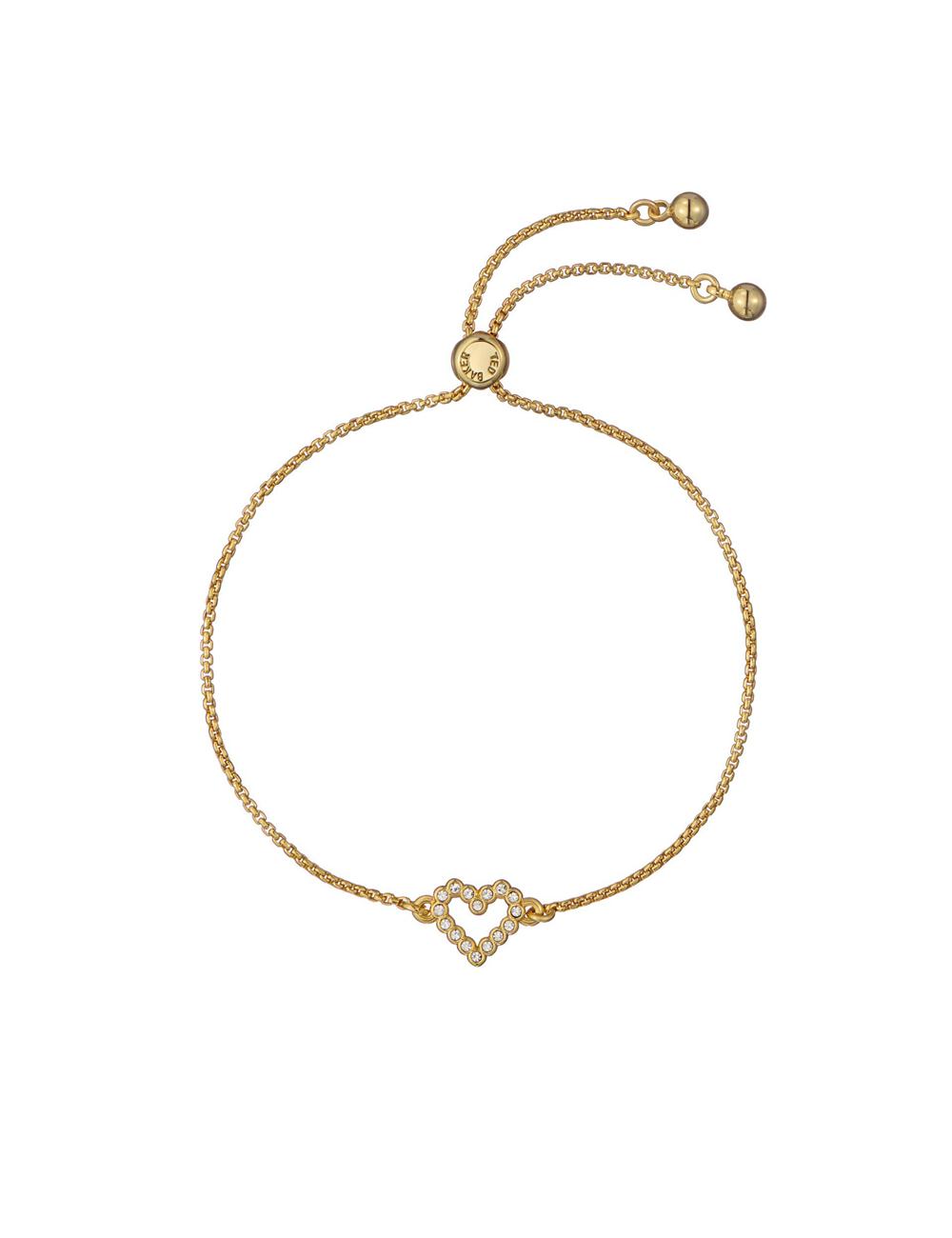 Women Ted Baker AMORITA - Crystal Open Heart Adjustable Bracelets Gold | IBSM42356
