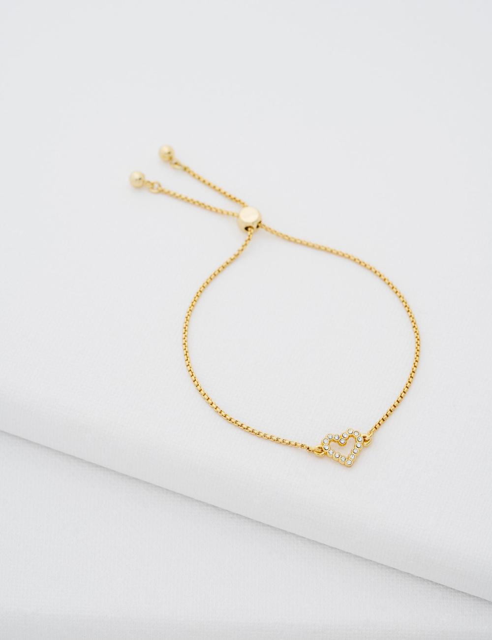Women Ted Baker AMORITA - Crystal Open Heart Adjustable Bracelets Gold | IBSM42356