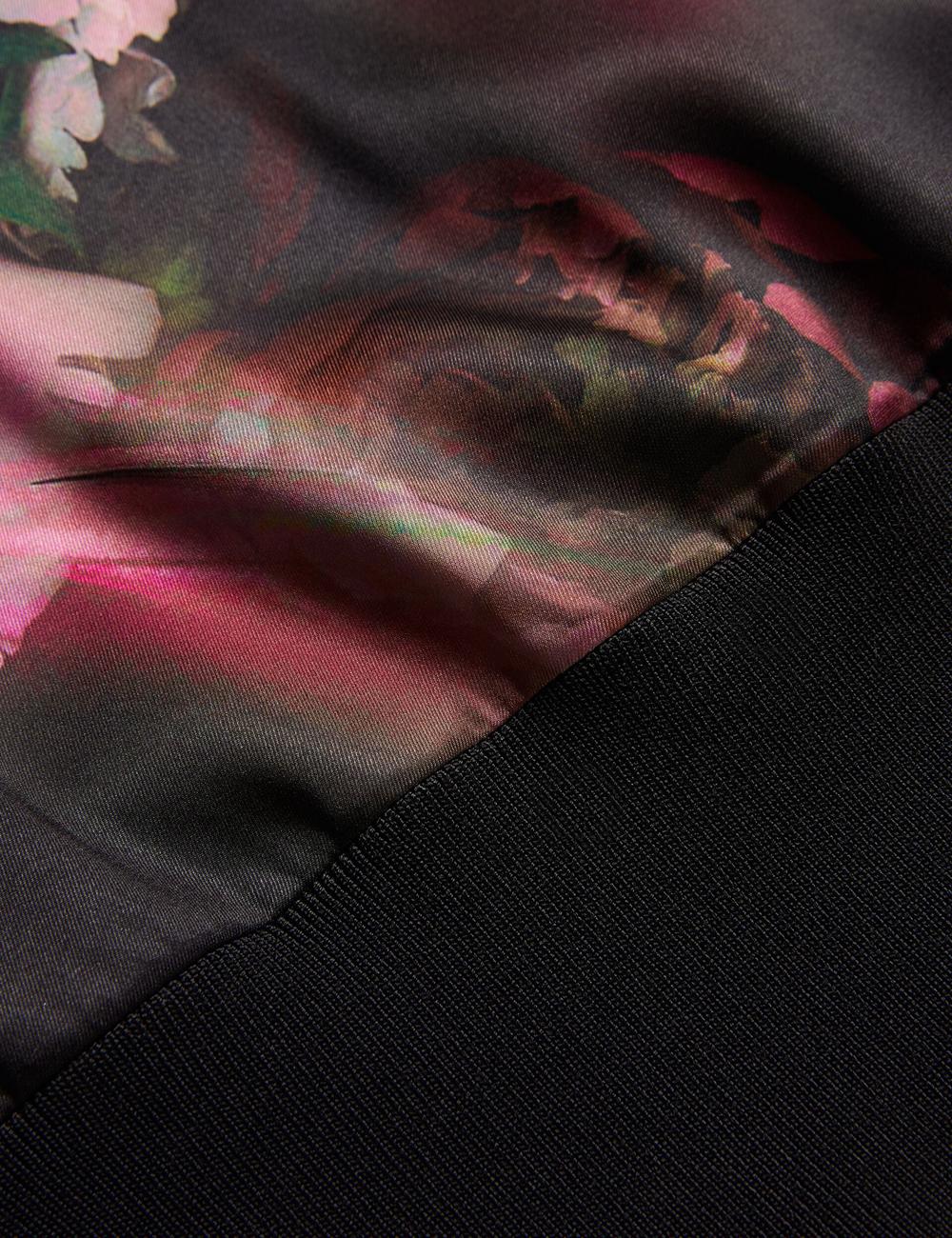 Women Ted Baker ASTHAA - Floral Woven Front Short Sleeve Top Blouses Black | DITX93760