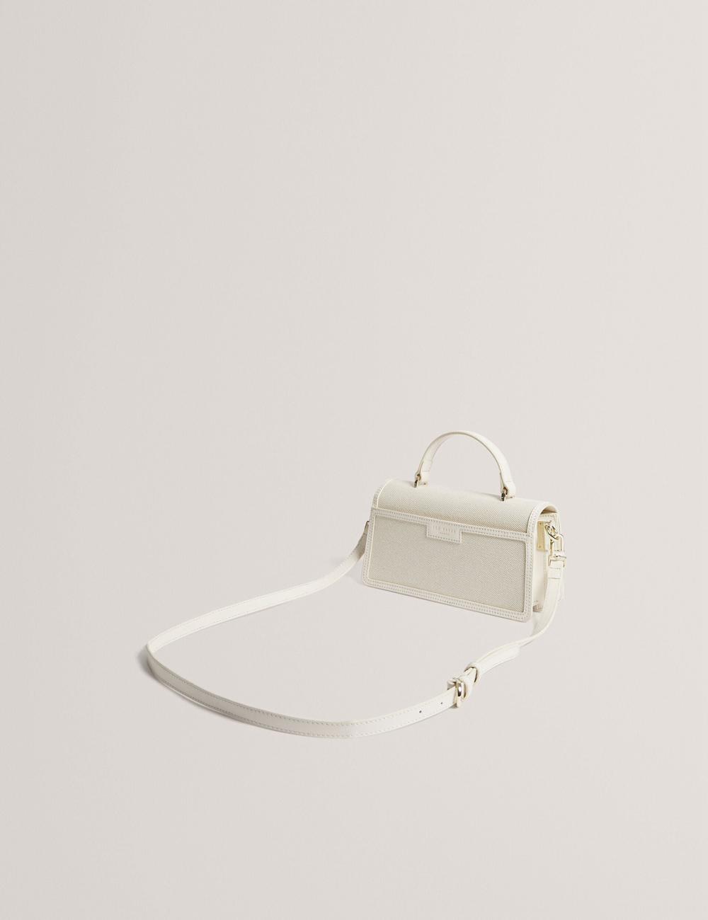 Women Ted Baker AUDRIS - Rose Detail Canvas Top Handleuette Crossbody Bags Ecru | ZBHG01536