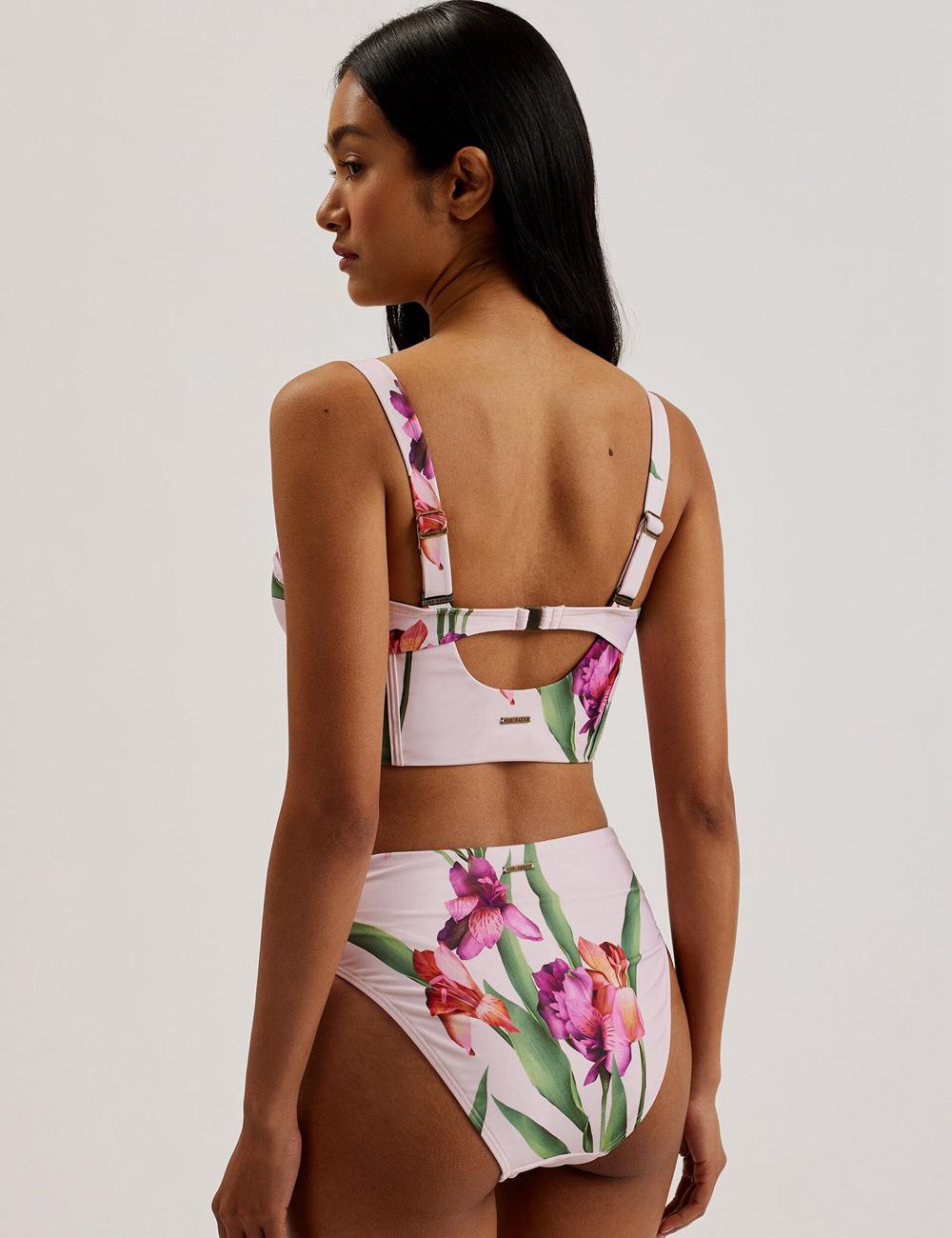 Women Ted Baker AVELEA - Floral Print High Waisted Bikini Bottoms Pink | JOEH29468