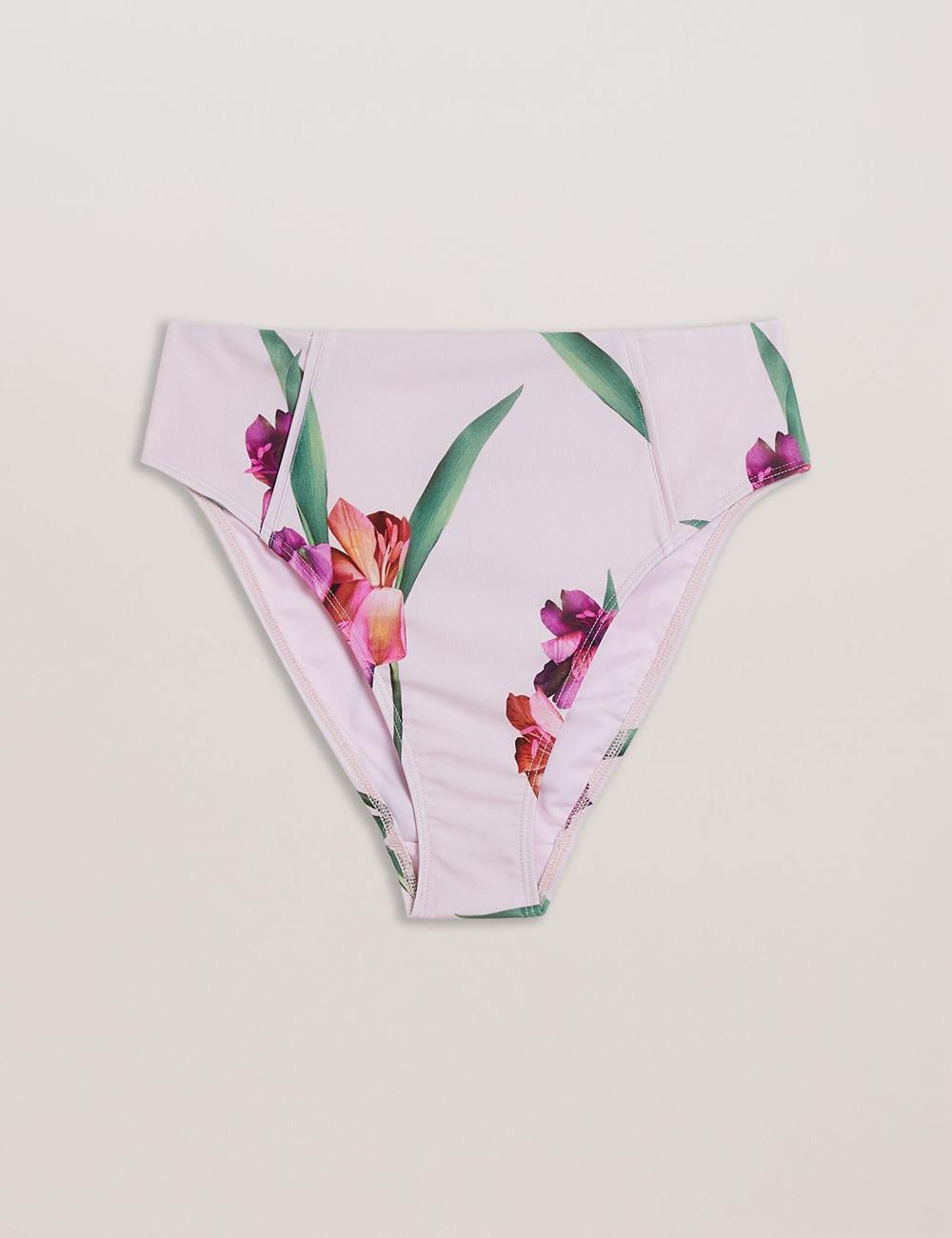 Women Ted Baker AVELEA - Floral Print High Waisted Bikini Bottoms Pink | JOEH29468