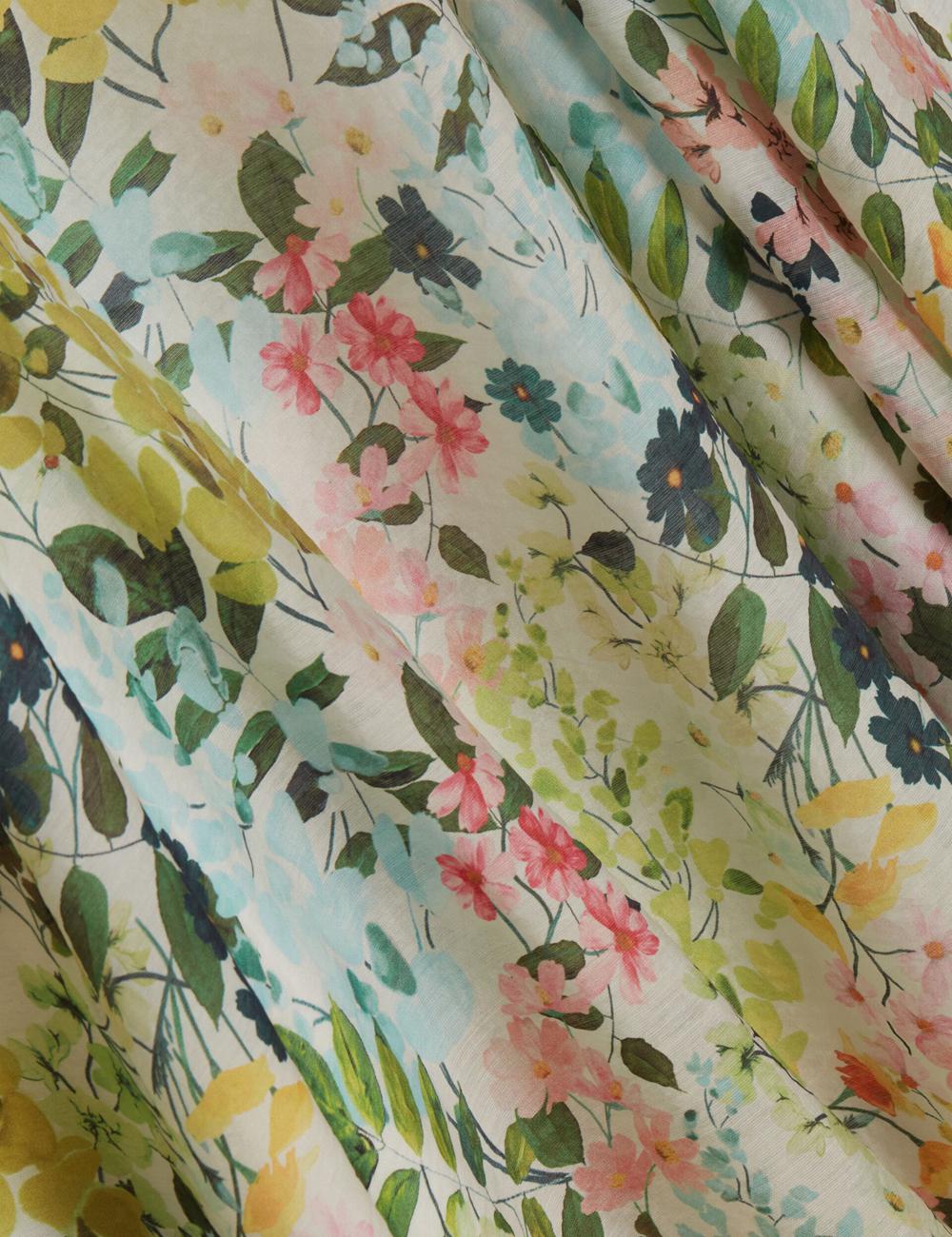 Women Ted Baker AZULLA - Floral A-Line Woven Midi Skirts Ivory | LGKW81265