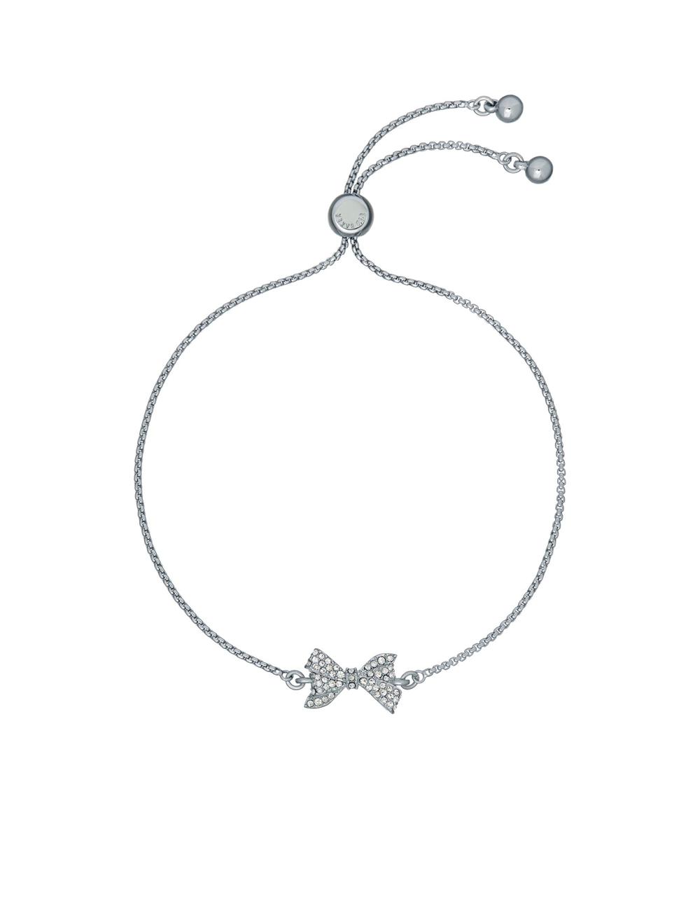 Women Ted Baker BARSET - Crystal Bow Adjustable Bracelets Silver | JADS07981