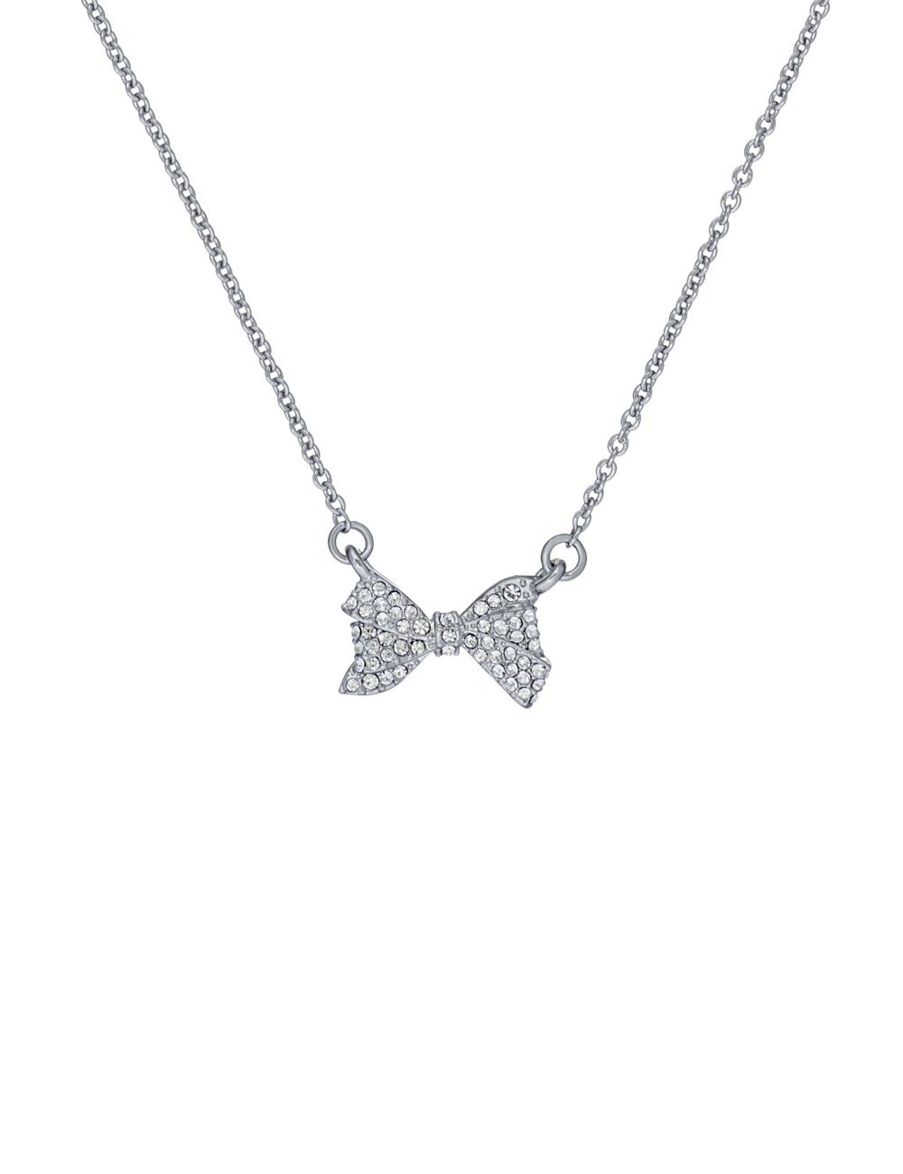 Women Ted Baker BARSIE - Crystal Bow Pendant Necklaces Silver | JSQZ21697