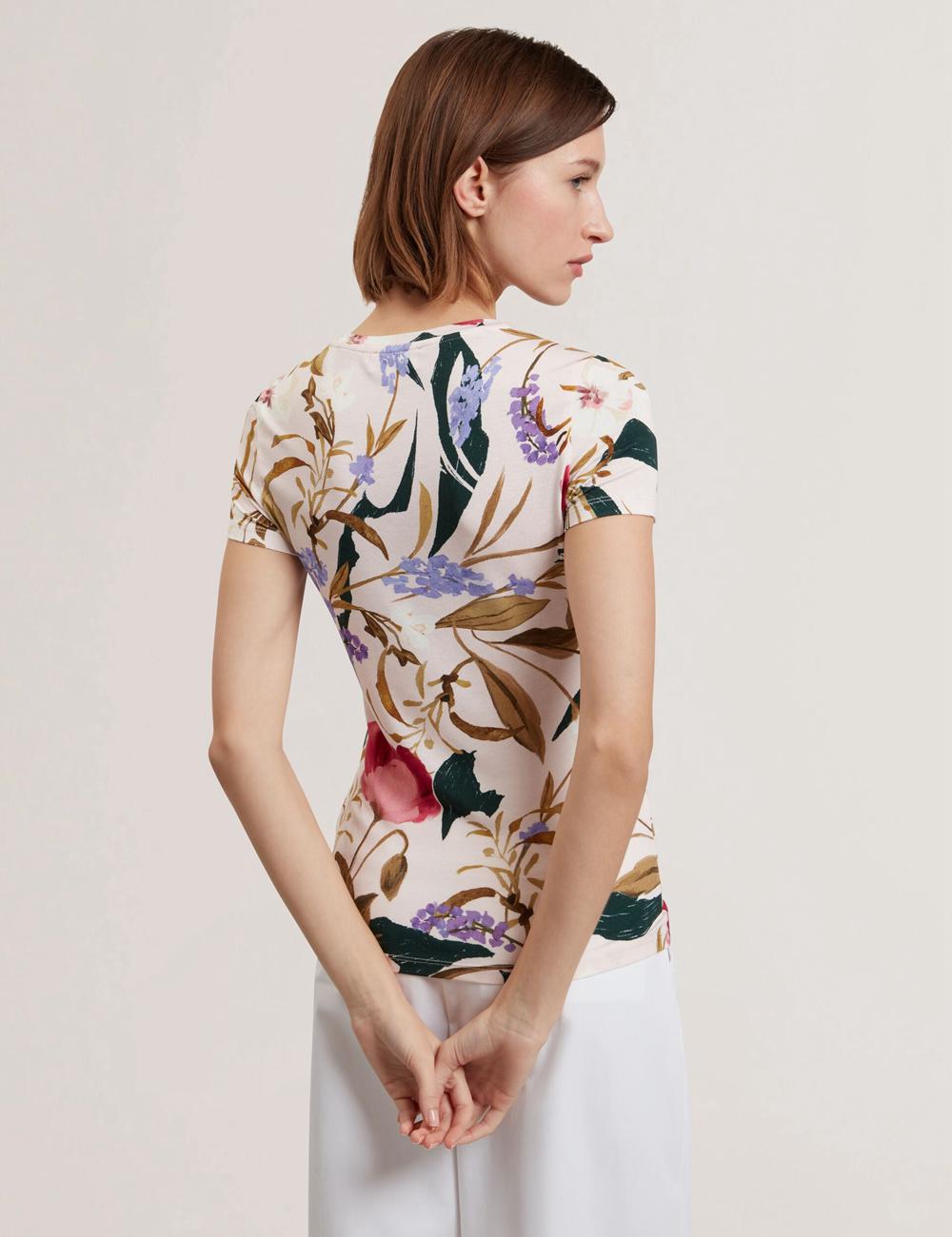 Women Ted Baker BELLIEA - Painted Floral Print Slim Fit T-Shirts Pink | SRUF41576