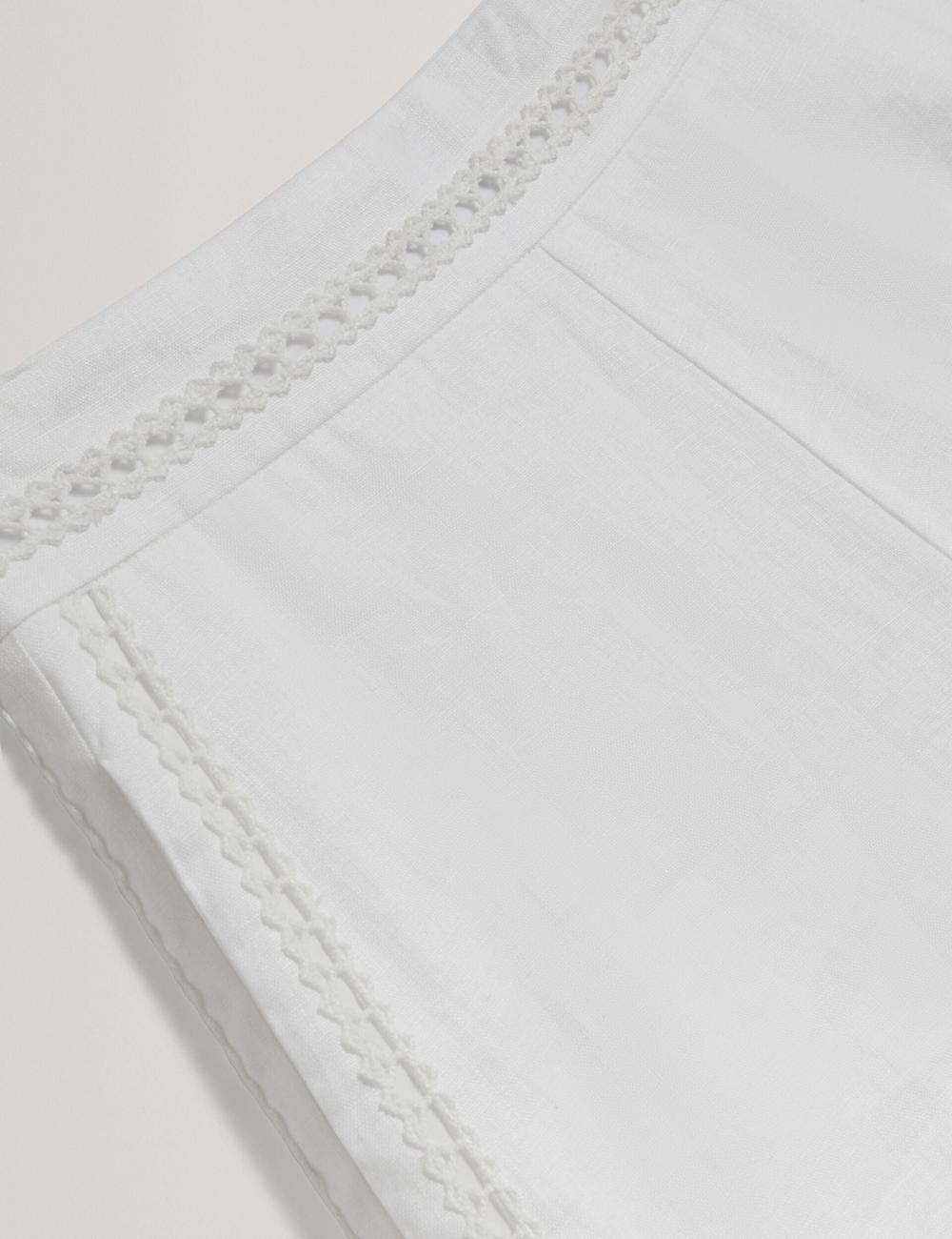 Women Ted Baker BUCCIA - Crochet Trim High Waisted Linen Shorts White | BYXR31594