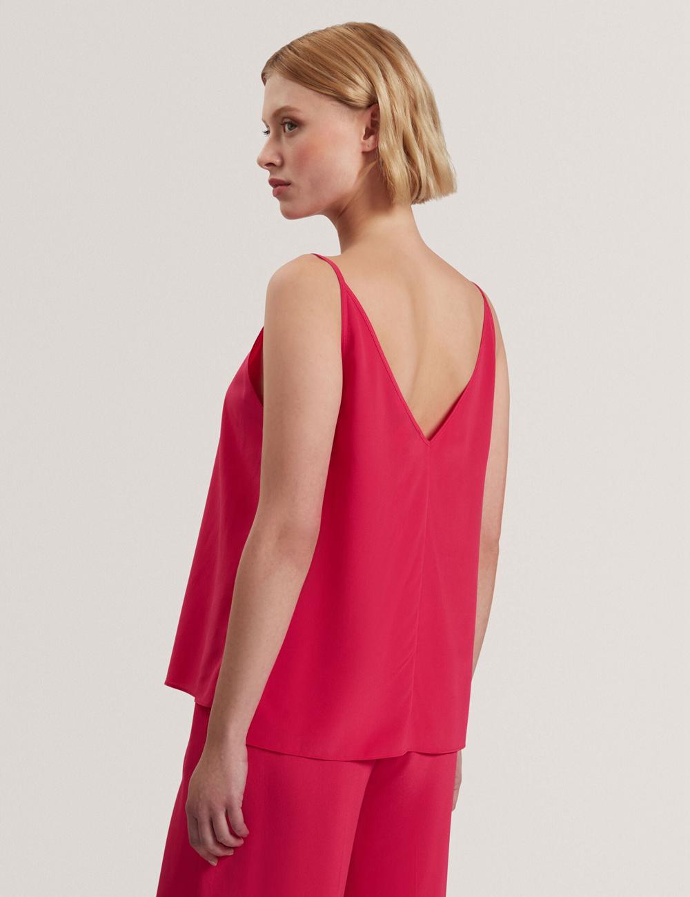 Women Ted Baker CADASA - Pure Silk Scoop Neck Cami Tops Fuchsia | BTCE39048