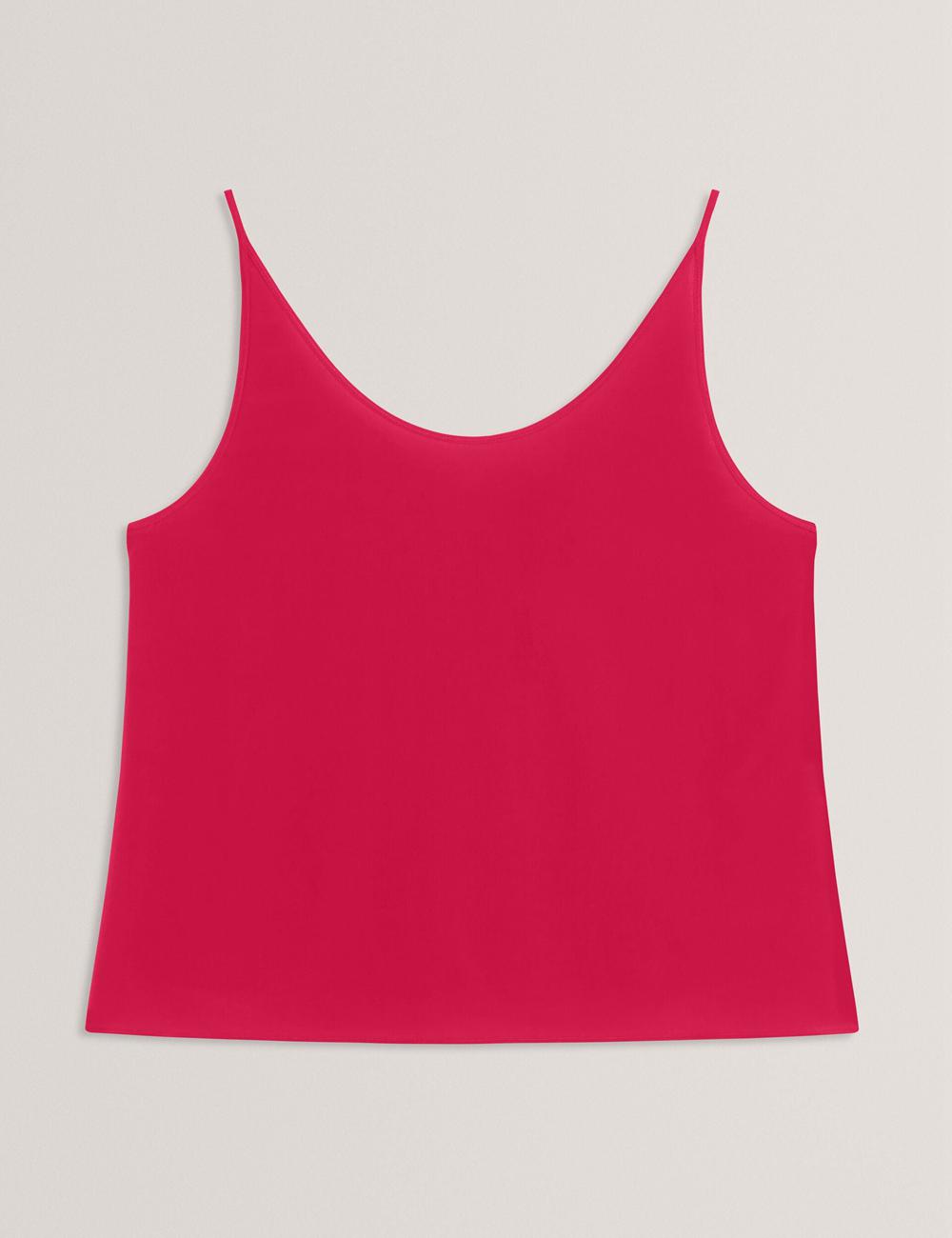 Women Ted Baker CADASA - Pure Silk Scoop Neck Cami Tops Fuchsia | BTCE39048