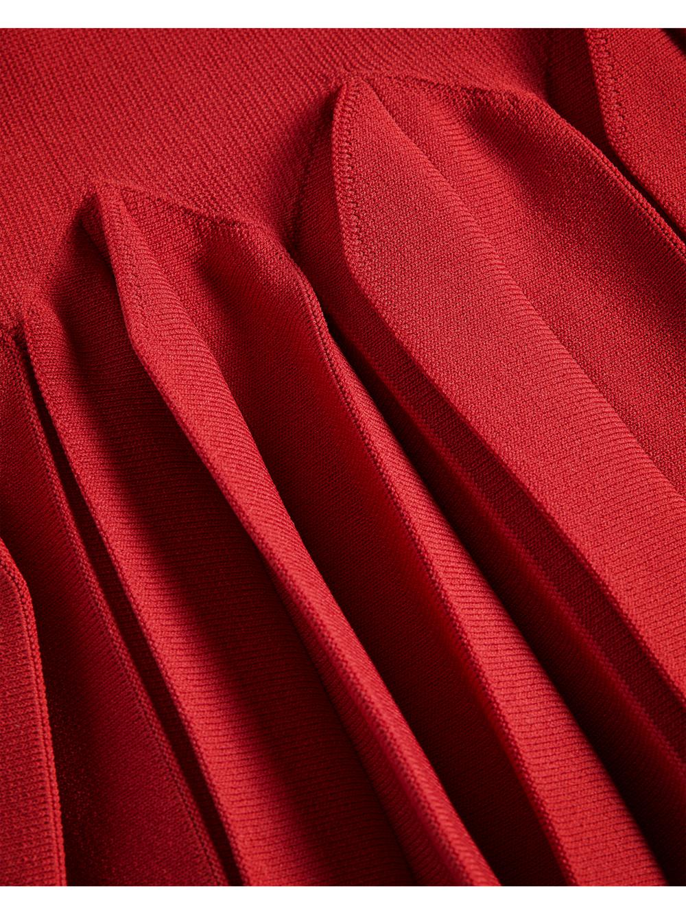 Women Ted Baker CANDDY - Pleated Hem Bodycon Knit Mini Dresses Red | HKRE96024