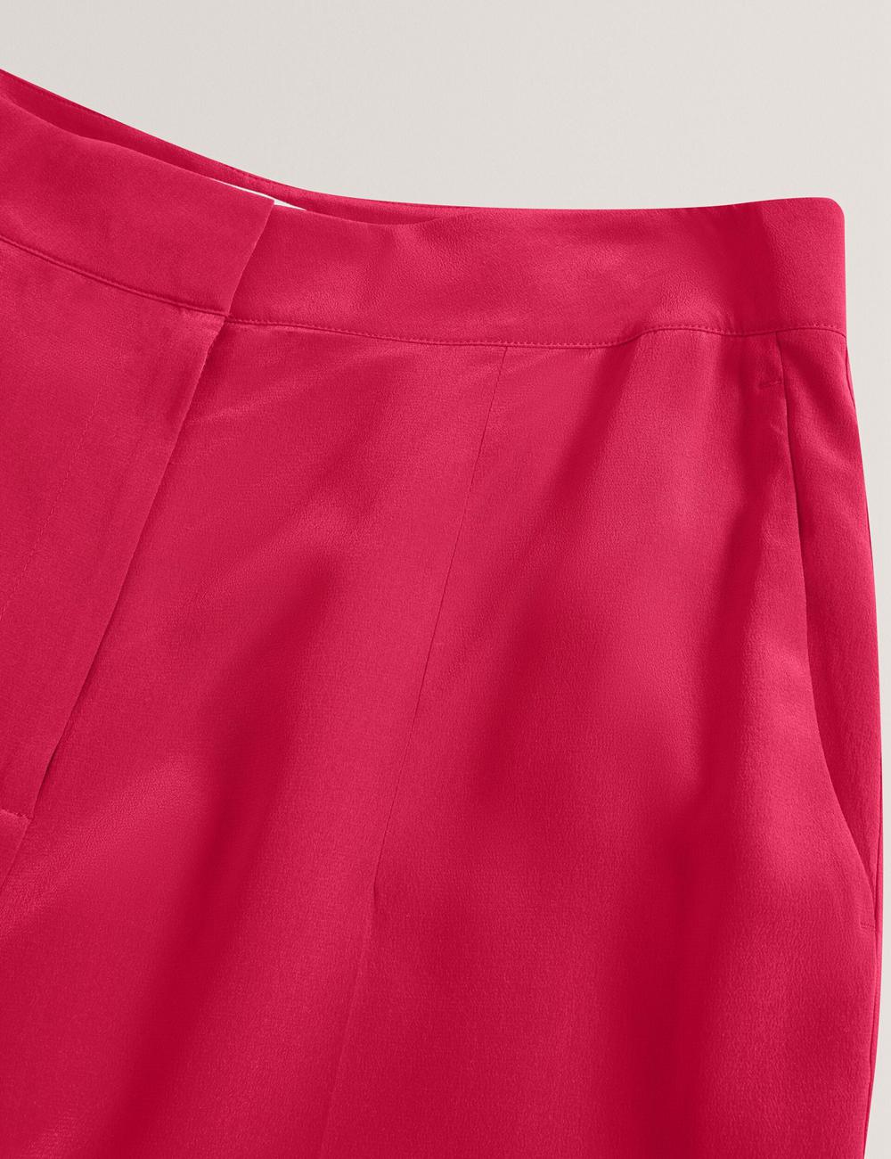 Women Ted Baker CARLOET - Silk Wide Leg Tailored Trousers Fuchsia | LSNZ78659