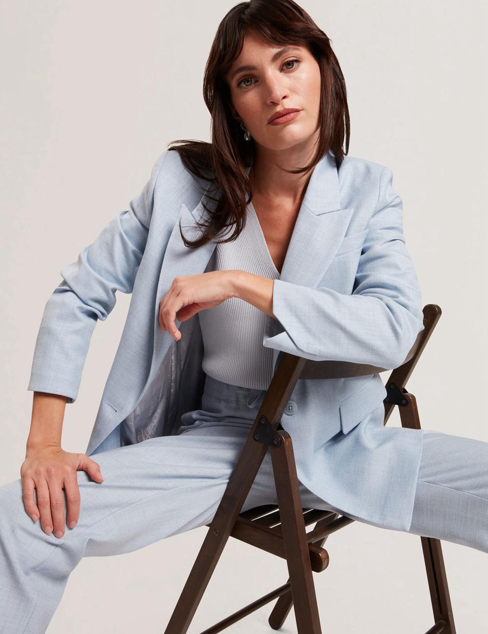 Women Ted Baker CARNI - Relaxed Tailored Single Breasted Blazers Blue | MOEB16234