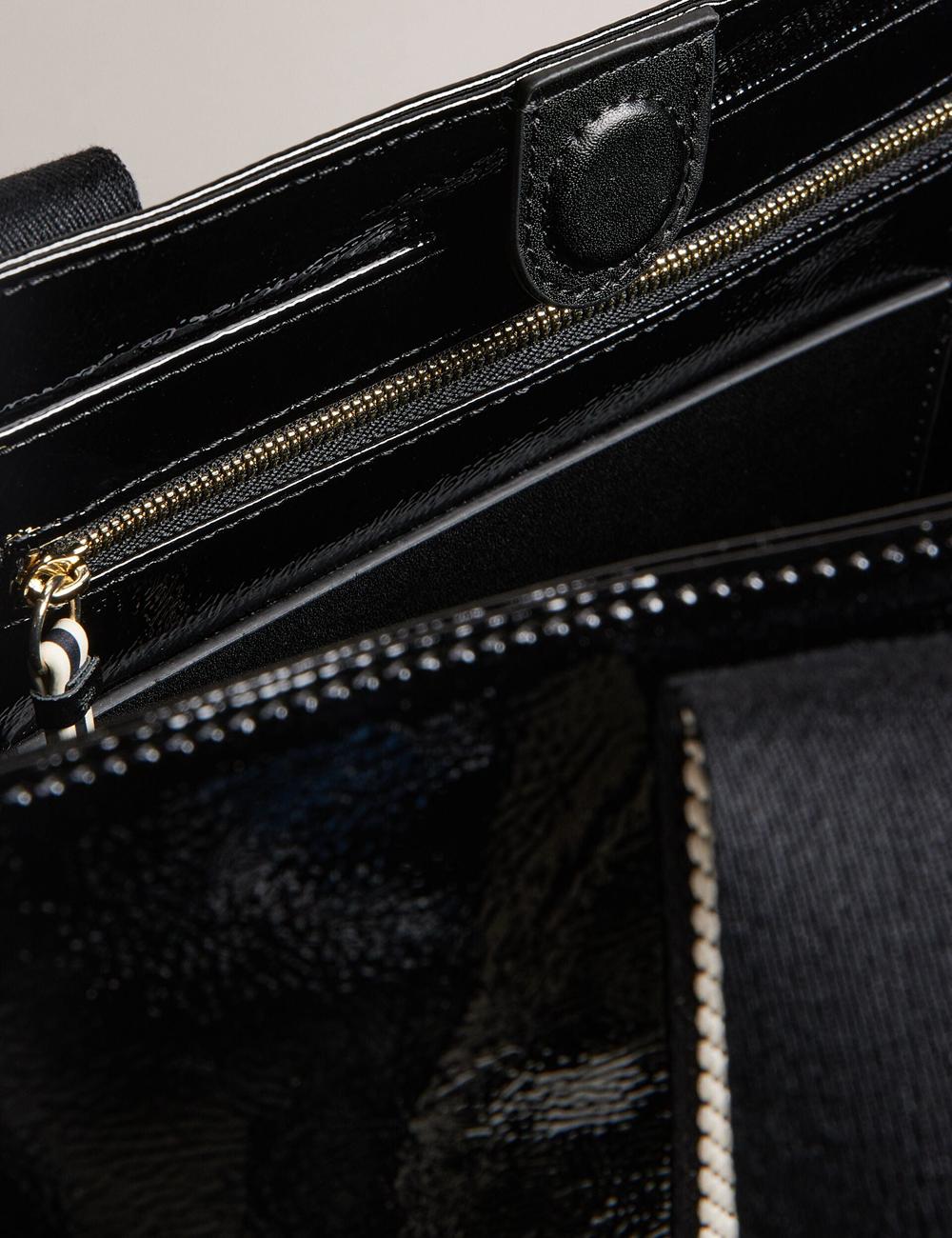 Women Ted Baker CELINIE - Branded Webbing Faux Leather Tote Bags Black | CVPE08345