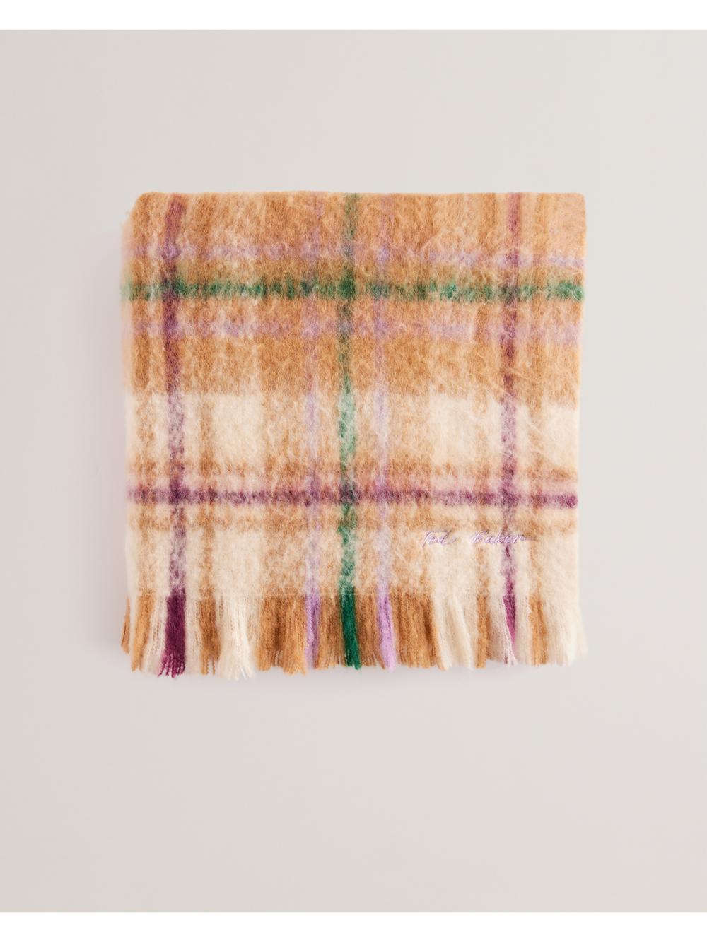 Women Ted Baker CHELLIS - Checked Fringed Edge Woven Scarves Multicol | SCXA56723