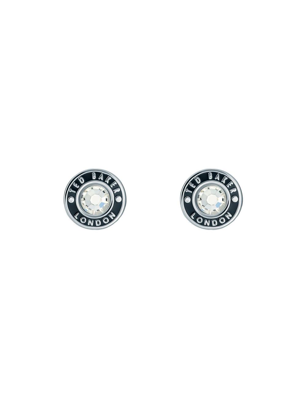 Women Ted Baker CHERELLE - Branded Crystal Button Stud Earrings Silver | GEUP41635