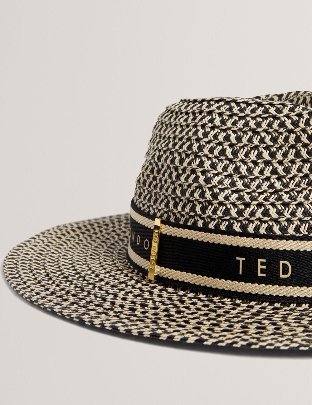 Women Ted Baker CLARIES - Mixed Weave Straw Fedora Hats Natural | QELO29465