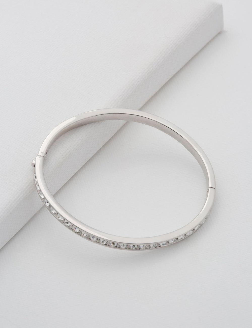 Women Ted Baker CLEMARA - Crystal Hinge Bangle Bracelets Silver | PASB91273