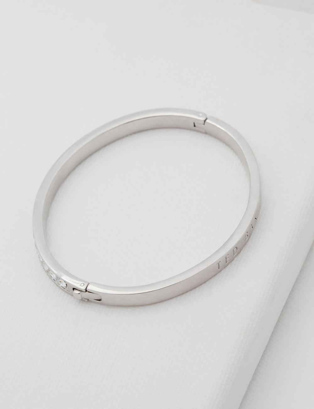 Women Ted Baker CLEMARA - Crystal Hinge Bangle Bracelets Silver | PASB91273