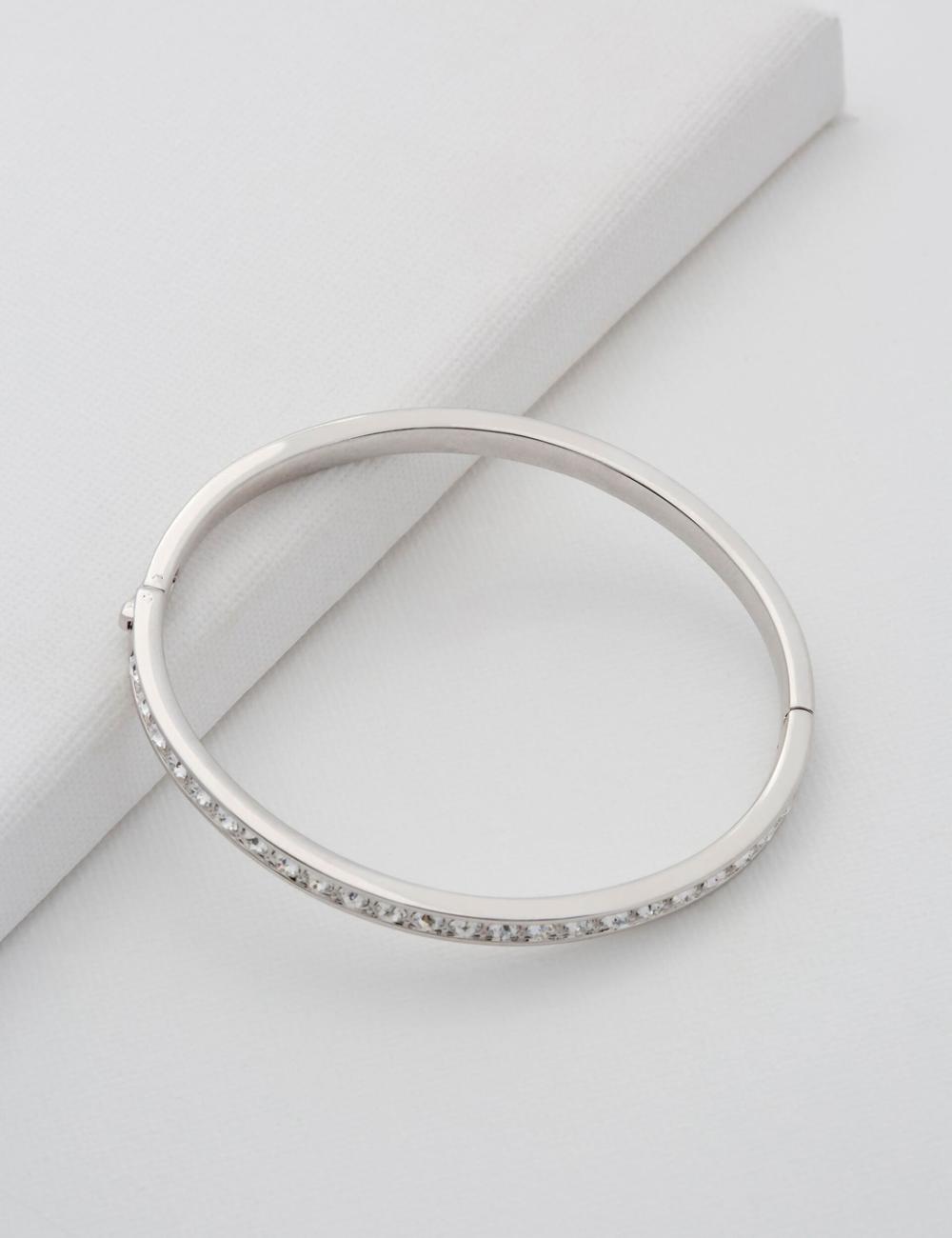 Women Ted Baker CLEMARA - Crystal Hinge Bangle Bracelets Silver | PASB91273