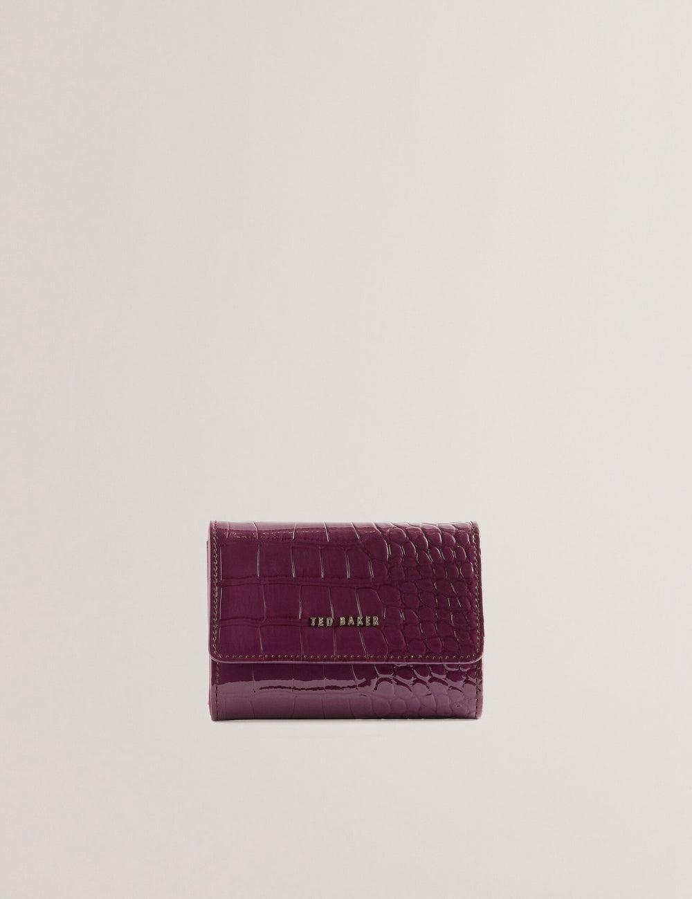 Women Ted Baker CONILYA - Croc Texture Fold Over Coin Purses Maroon | YQJH85279