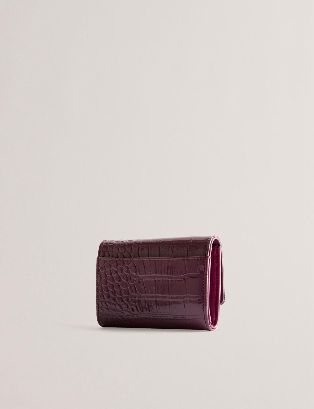 Women Ted Baker CONILYA - Croc Texture Fold Over Coin Purses Maroon | YQJH85279