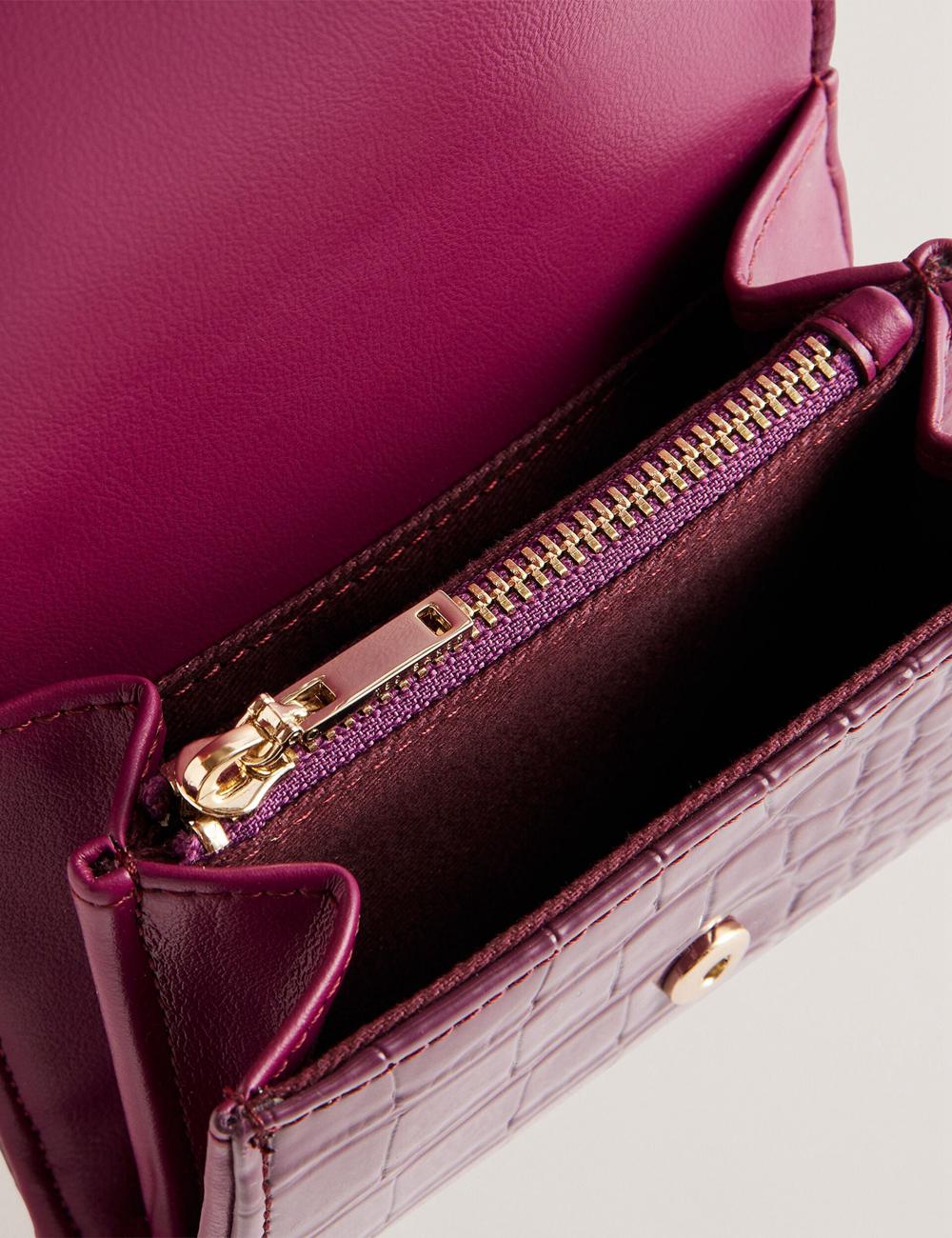 Women Ted Baker CONILYA - Croc Texture Fold Over Coin Purses Maroon | YQJH85279