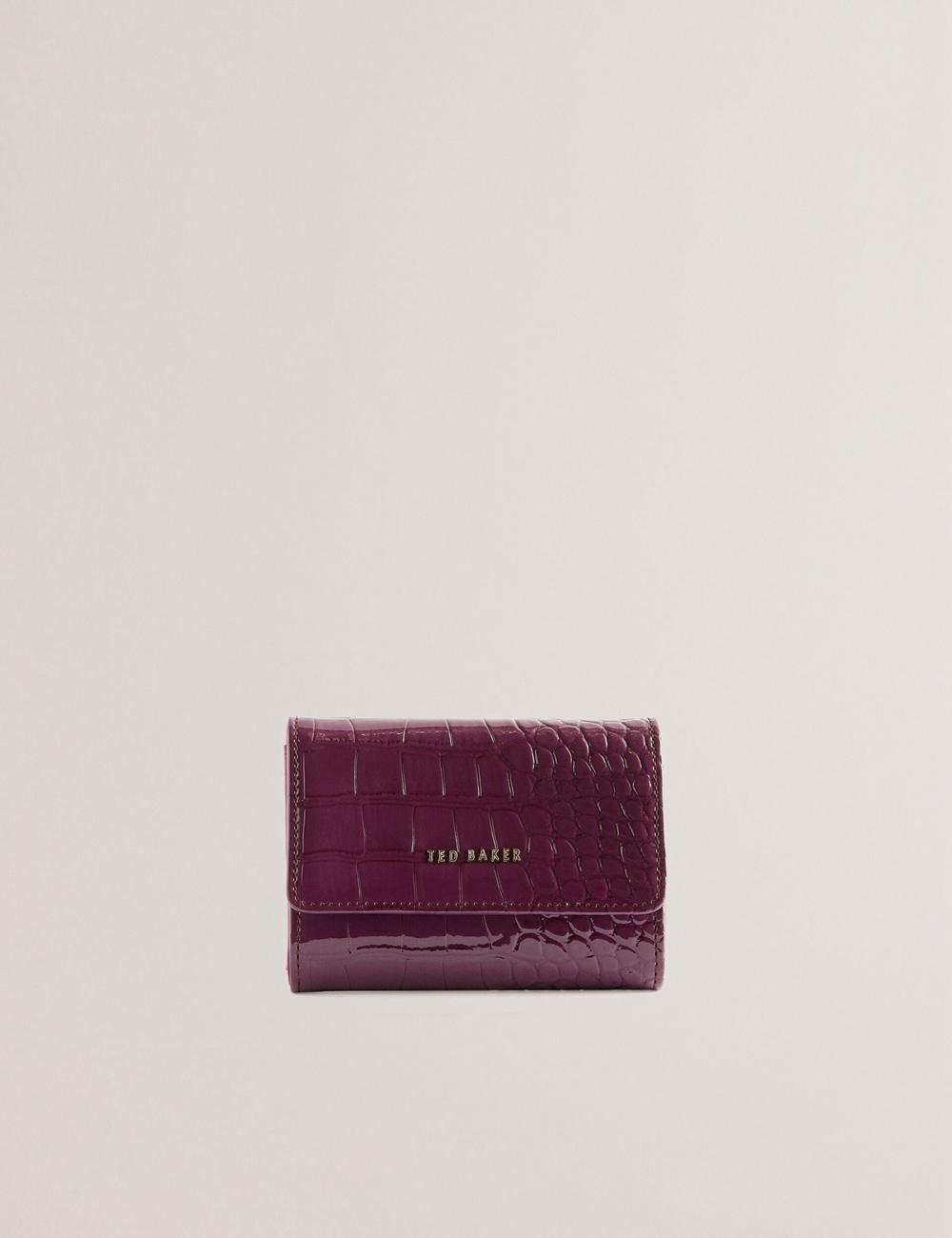 Women Ted Baker CONILYA - Croc Texture Fold Over Coin Purses Maroon | YQJH85279