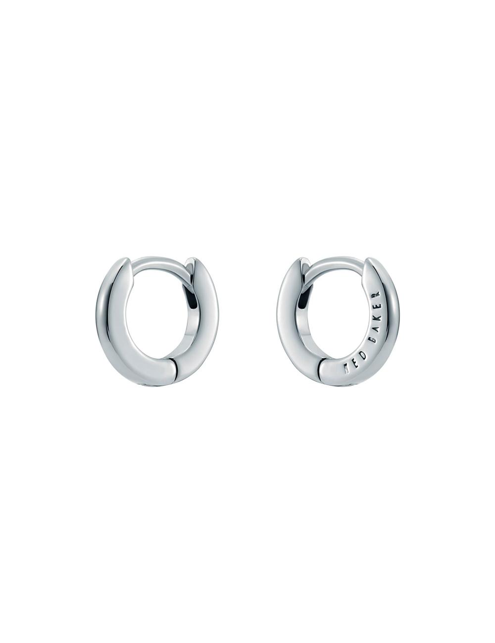 Women Ted Baker CRISETE - Engraved Logo Huggie Hoop Earrings Silver | HNXW52764