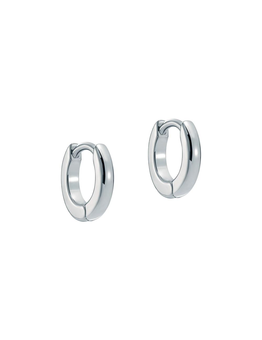 Women Ted Baker CRISETE - Engraved Logo Huggie Hoop Earrings Silver | HNXW52764