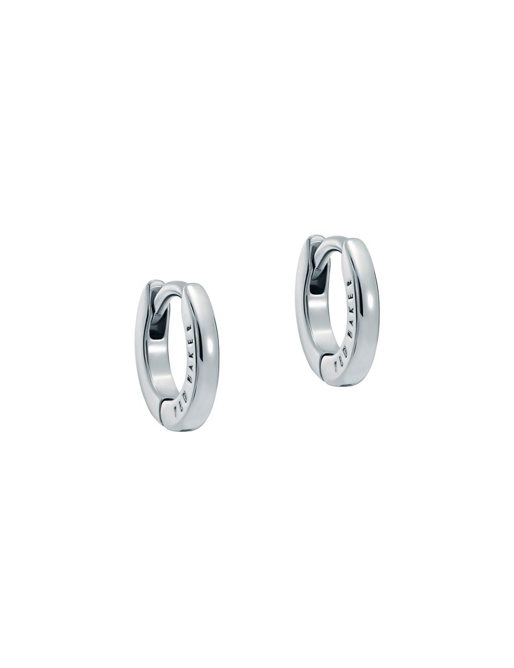 Women Ted Baker CRISETE - Engraved Logo Huggie Hoop Earrings Silver | HNXW52764