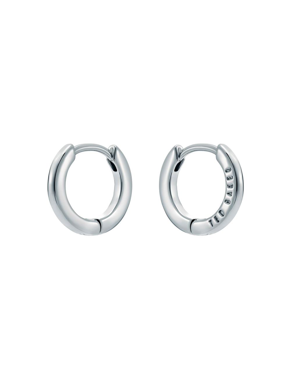 Women Ted Baker CRISLIE - Engraved Logo Small Hoop Earrings Silver | OYEB97056