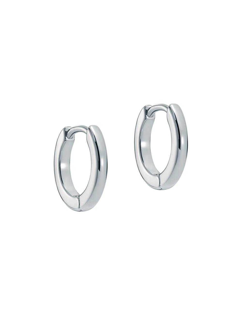 Women Ted Baker CRISLIE - Engraved Logo Small Hoop Earrings Silver | OYEB97056
