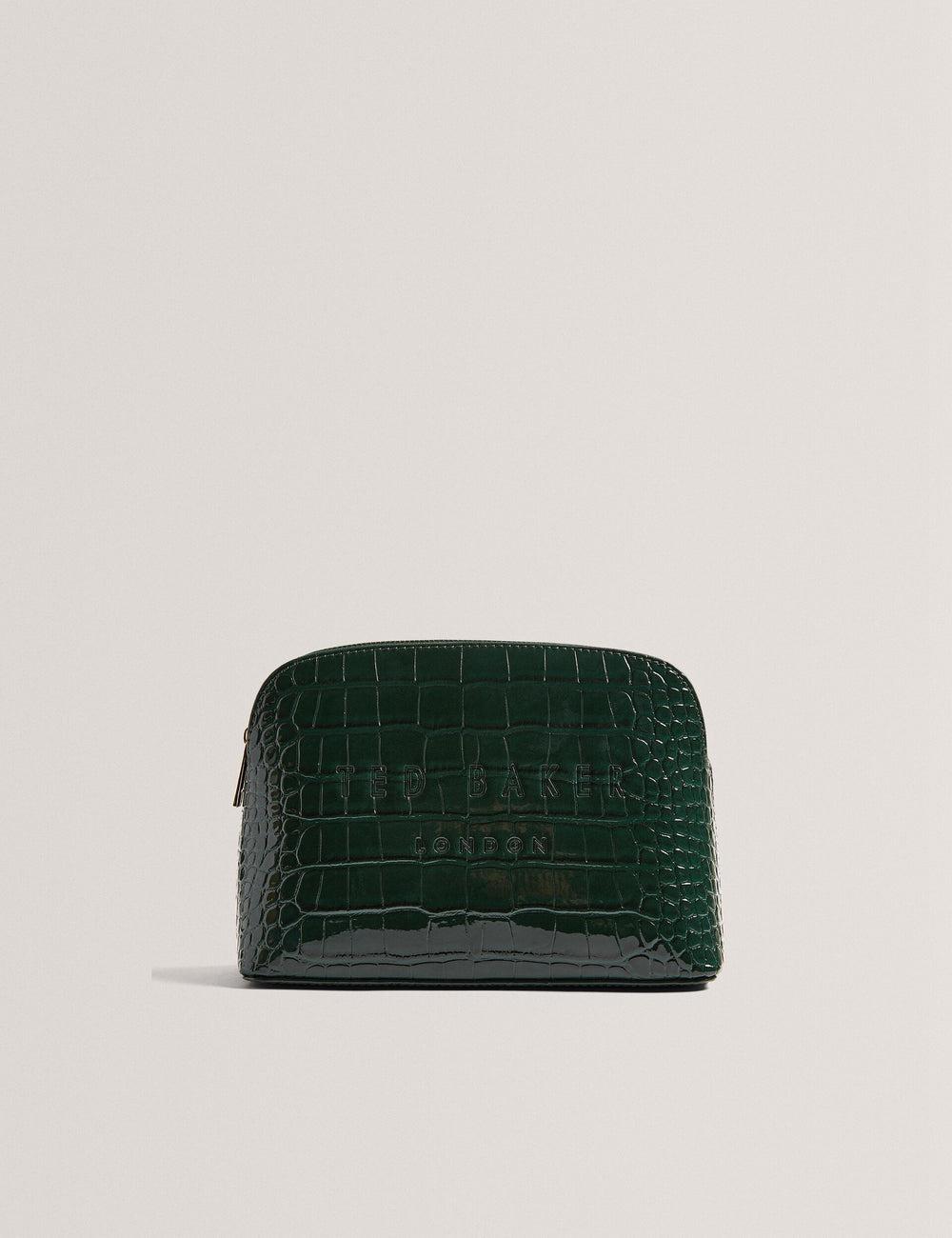 Women Ted Baker CROCALA - Croc Effect Faux Leather Make-Up Bags Mid-Green | UQOY47830