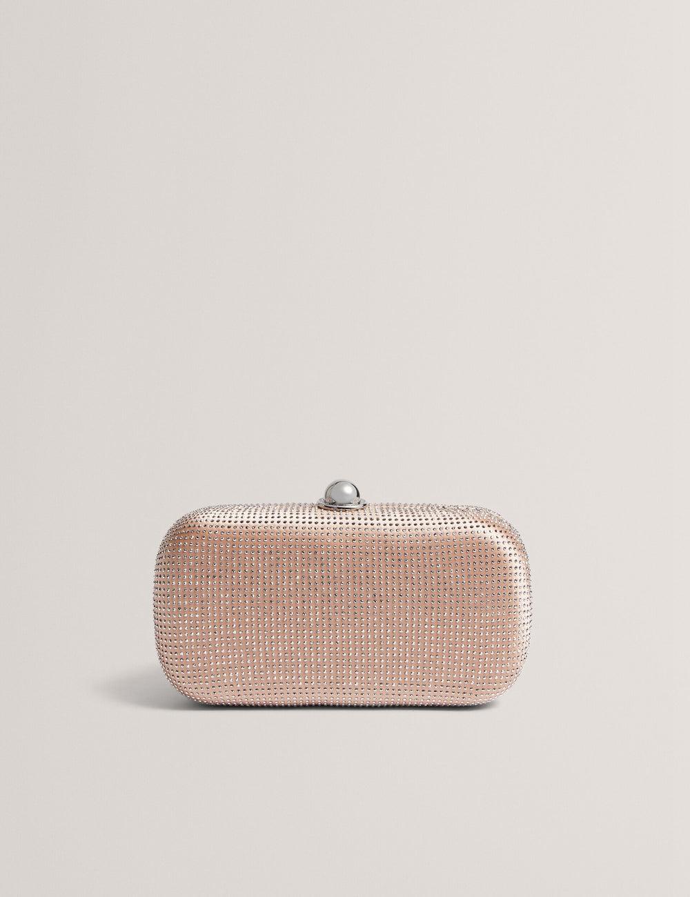 Women Ted Baker CRYZELA - Crystal Embellished Satin Hard Clutch Bag Pink | SEWZ06538
