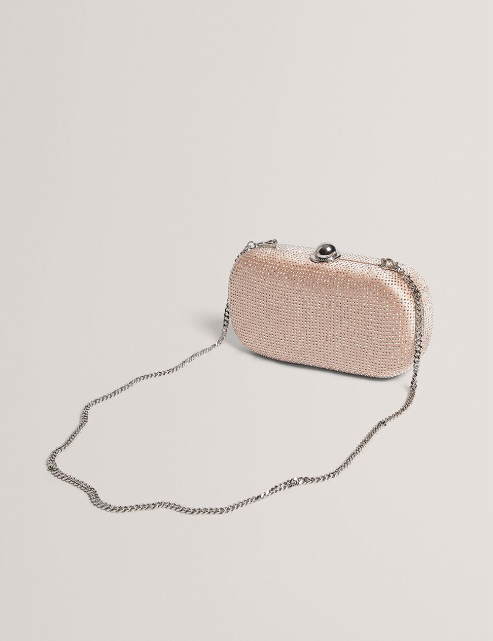 Women Ted Baker CRYZELA - Crystal Embellished Satin Hard Clutch Bag Pink | SEWZ06538