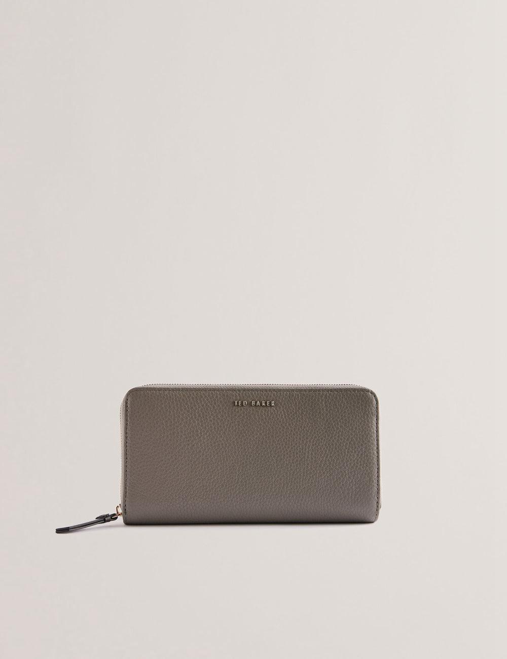 Women Ted Baker DALIEA - Large Textured Leather Zip Around Purses Mid-Grey | YBGH27598