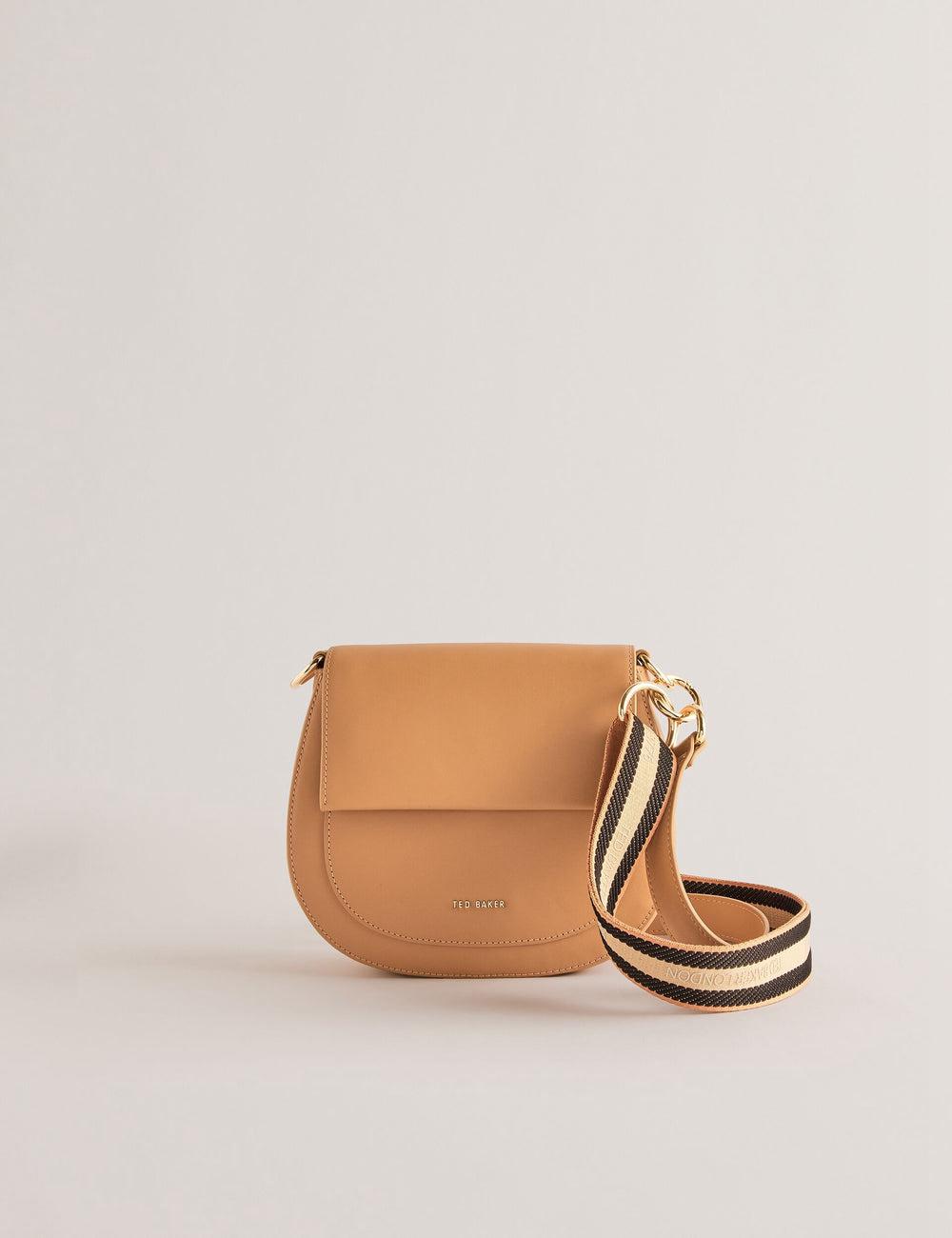 Women Ted Baker DARCELL - Leather Webbing Crossbody Satchel Satchel Bags Taupe | ZUHQ57201