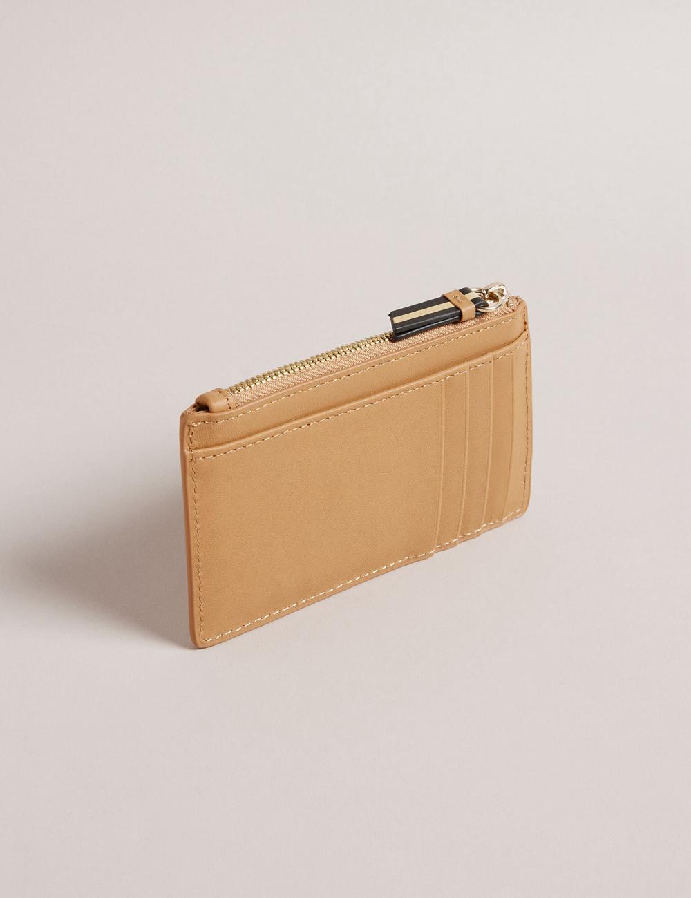 Women Ted Baker DARCENA - Branded Leather Zip Coin Purses Taupe | YSZG93802