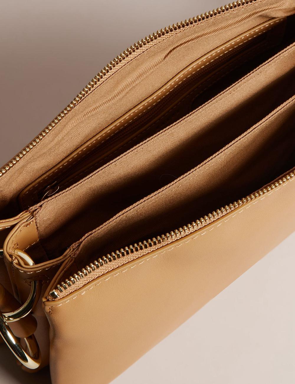 Women Ted Baker DARCEYY - Leather With Webbing Strap Crossbody Bags Taupe | KAEY68493